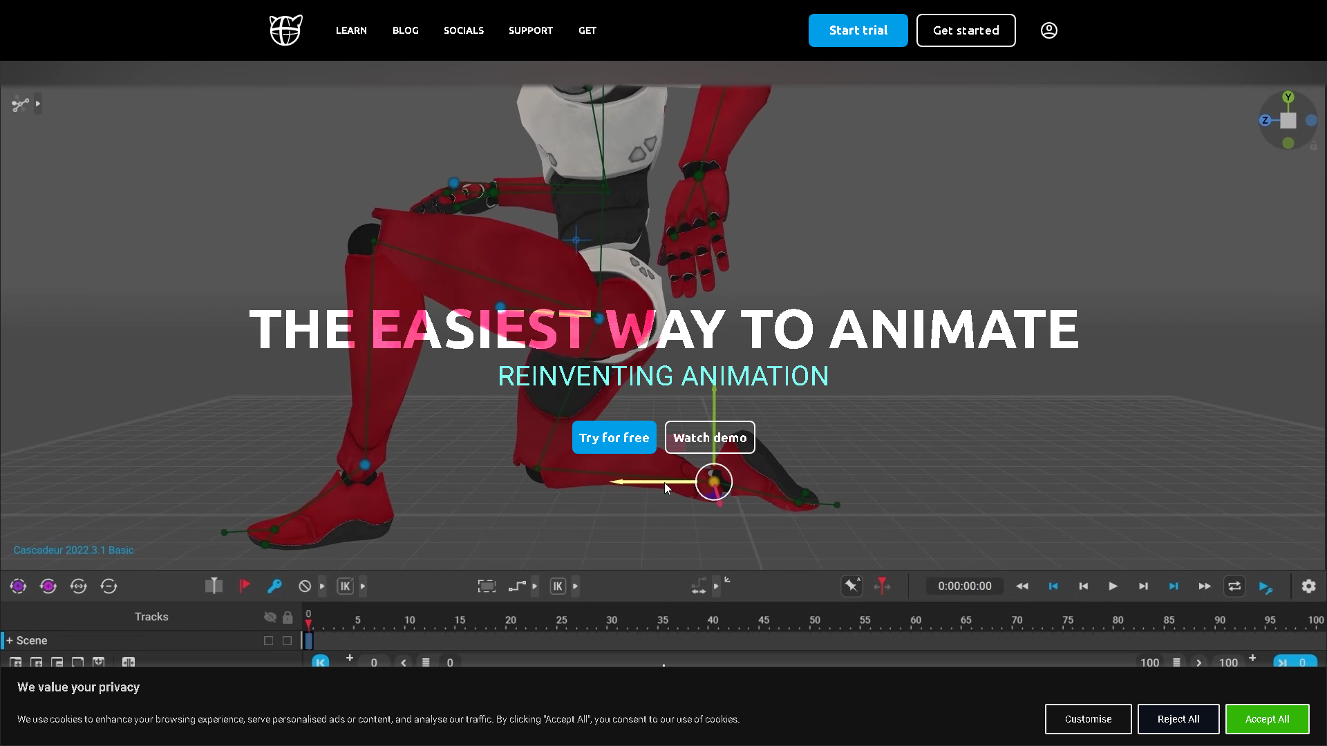 Cascadeur Interface Screenshot - Video & Animation Tool