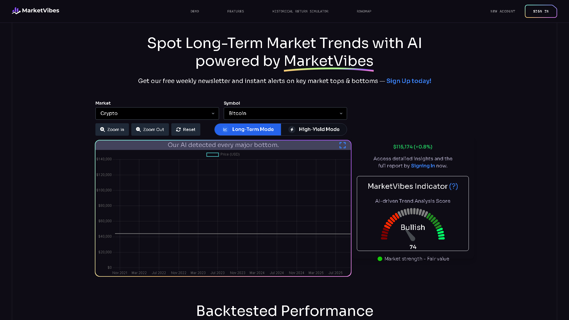 MarketVibes Interface Screenshot - Legal & Finance Tool