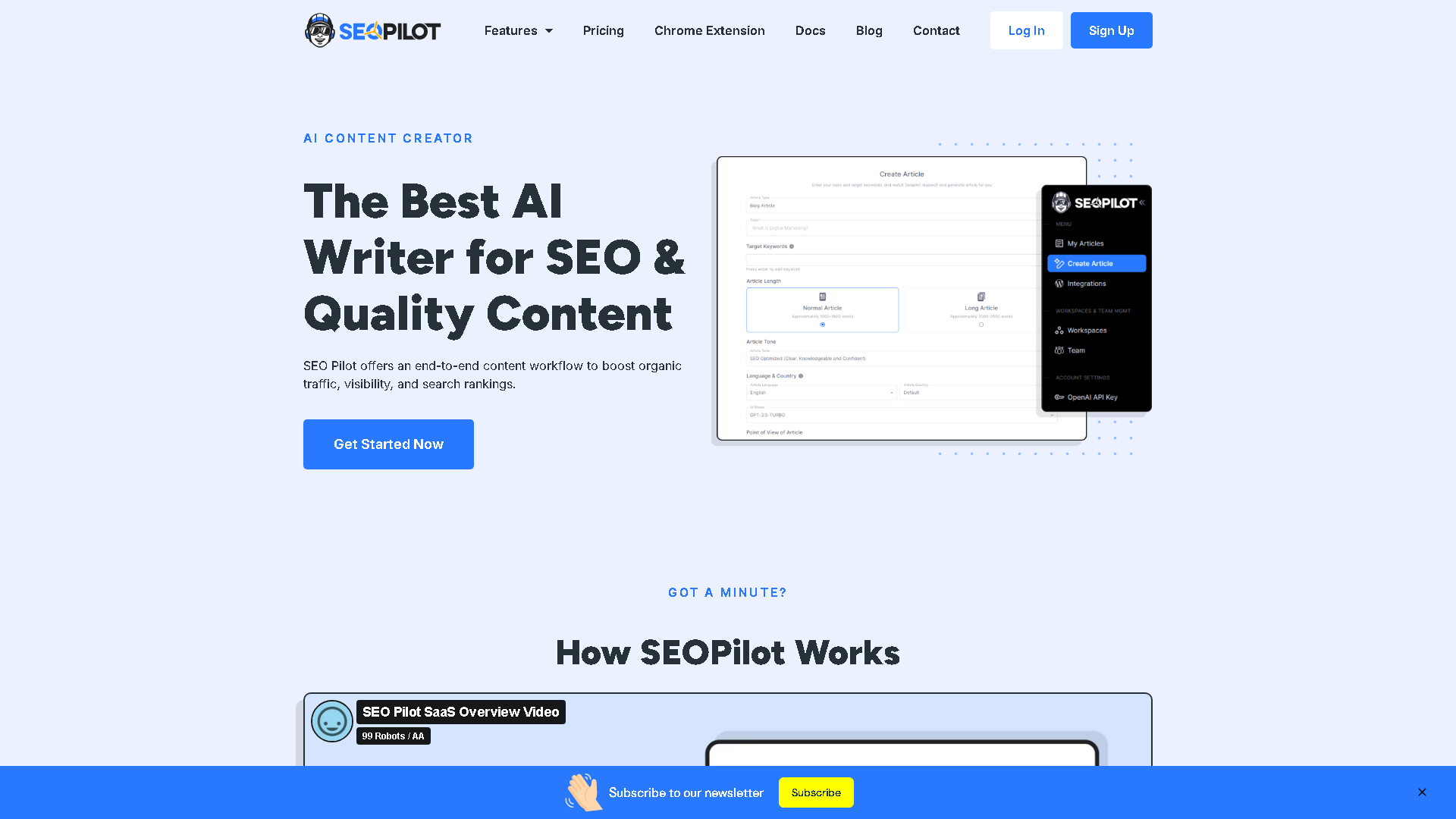 SEOPilot Interface Screenshot - Writing & Editing Tool