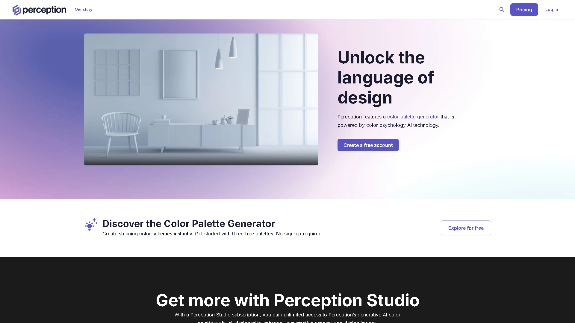 Perception Interface Screenshot - Art & Creative Design Tool