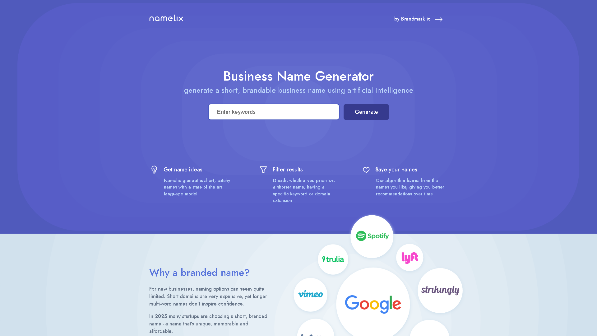 Namelix Interface Screenshot - Writing & Editing Tool