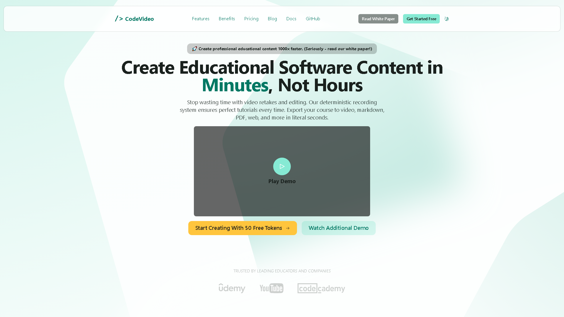 CodeVideo Interface Screenshot - Video & Animation Tool