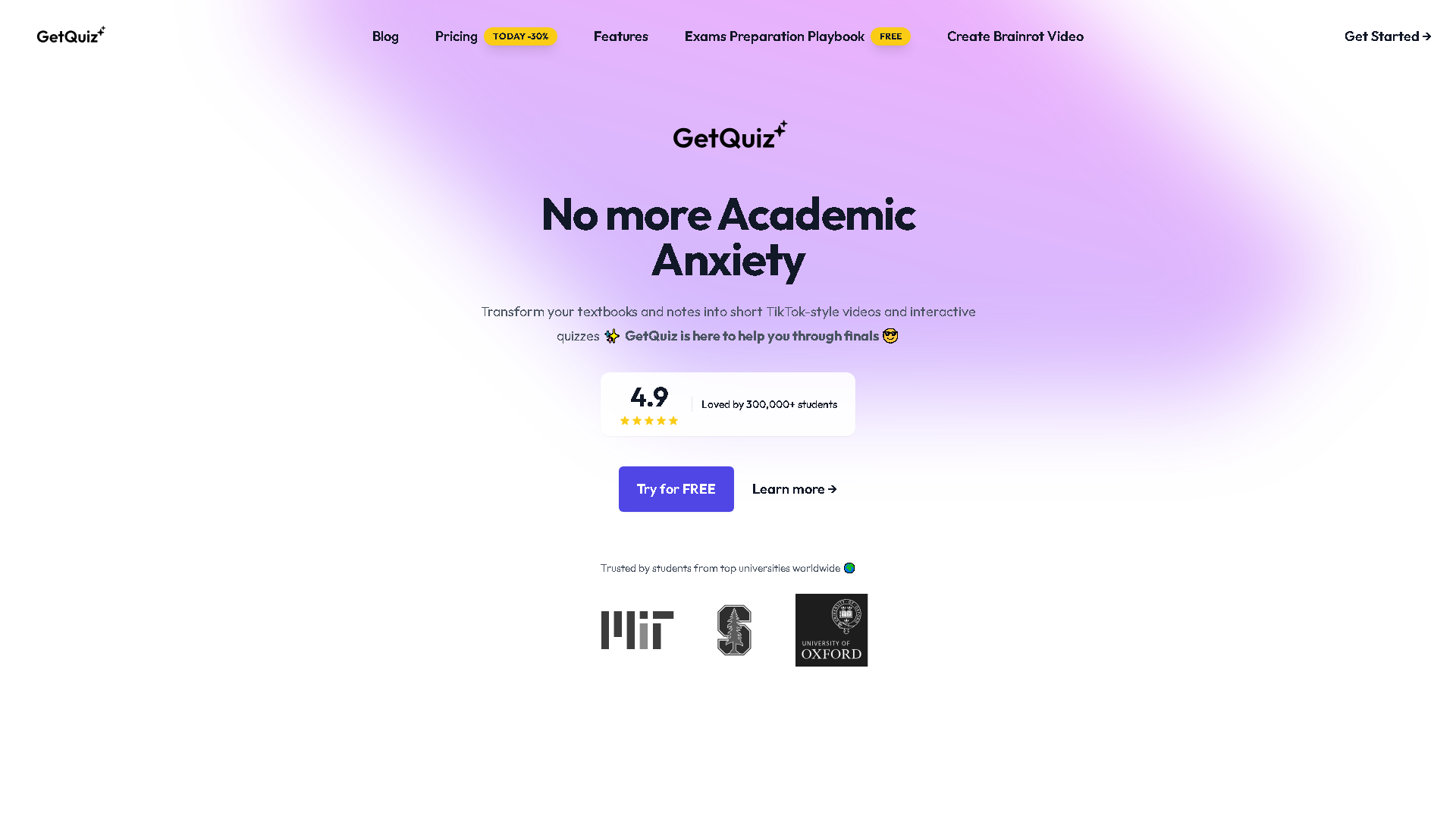 GetQuiz Interface Screenshot - Video & Animation Tool