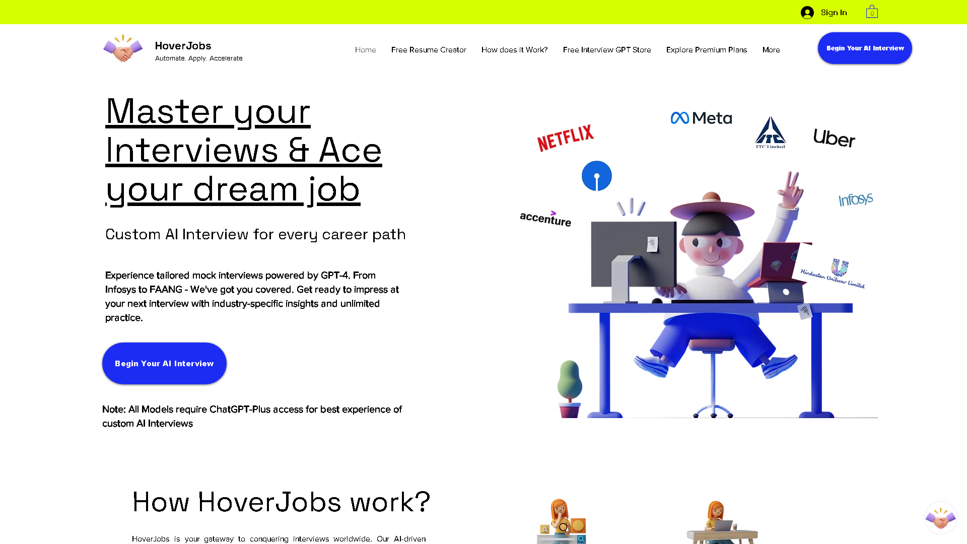 HoverJobs Interface Screenshot - Writing & Editing Tool
