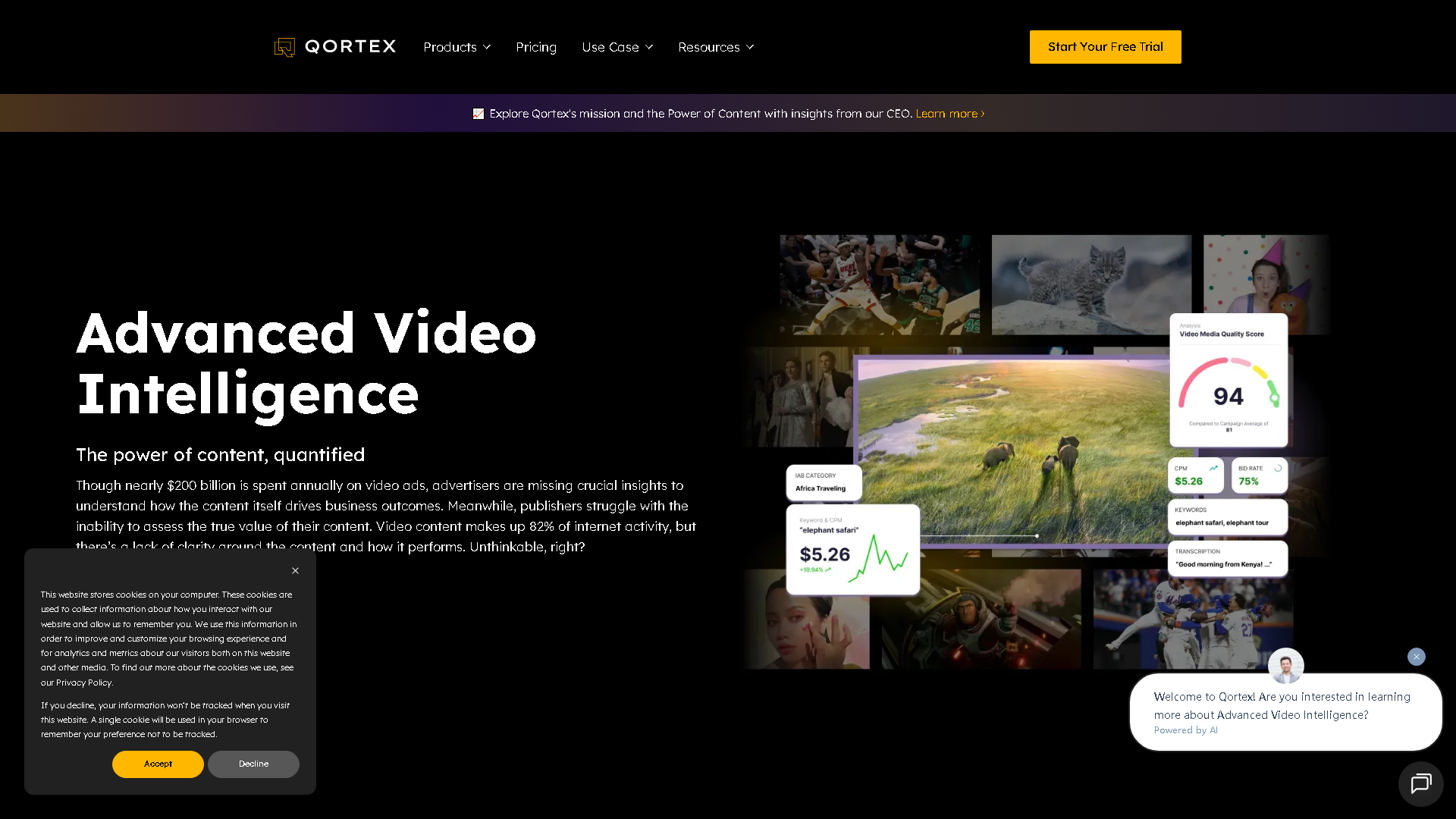 Qortex Interface Screenshot - Marketing & SEO Tool
