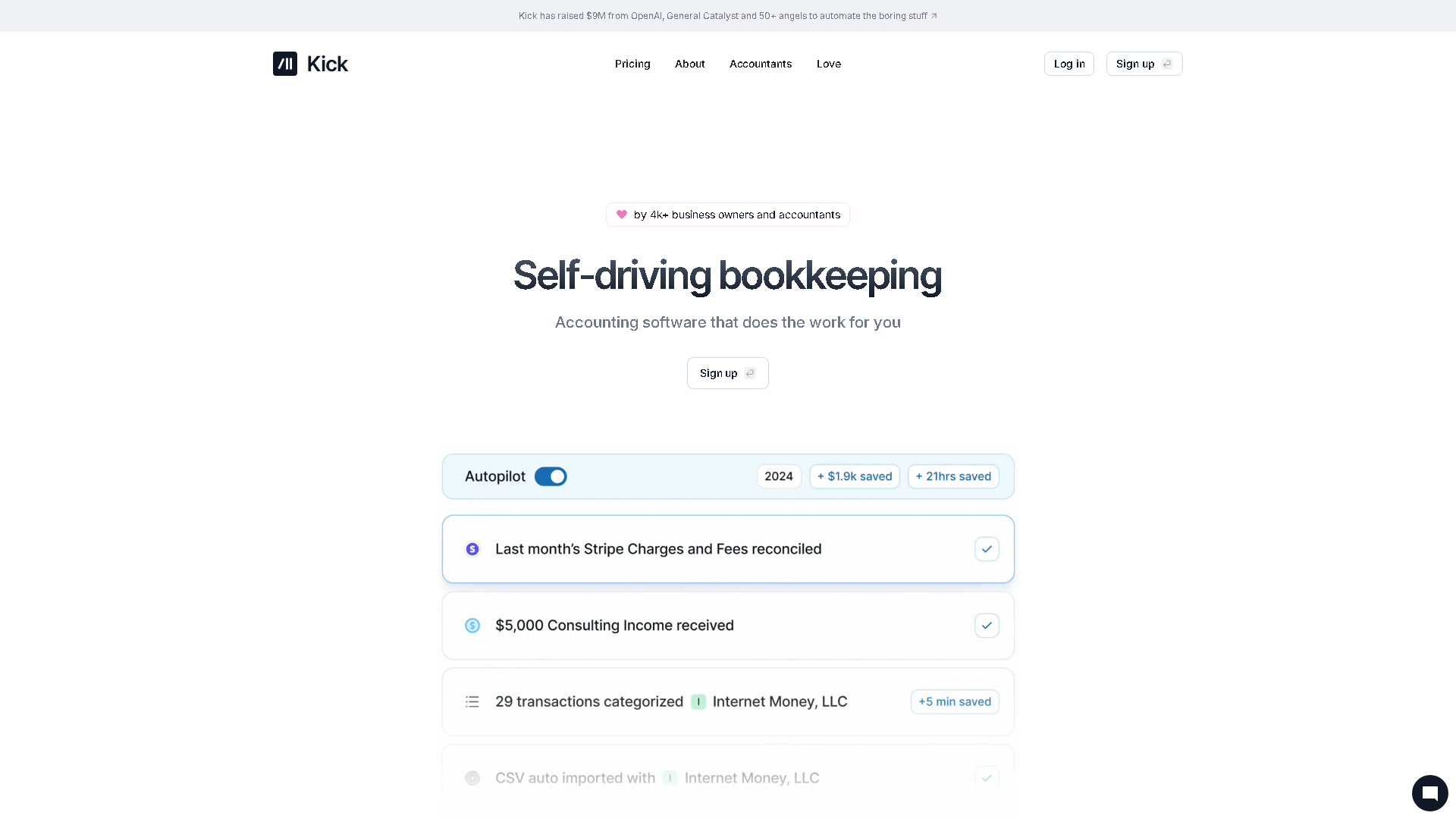 Kick Interface Screenshot - Legal & Finance Tool