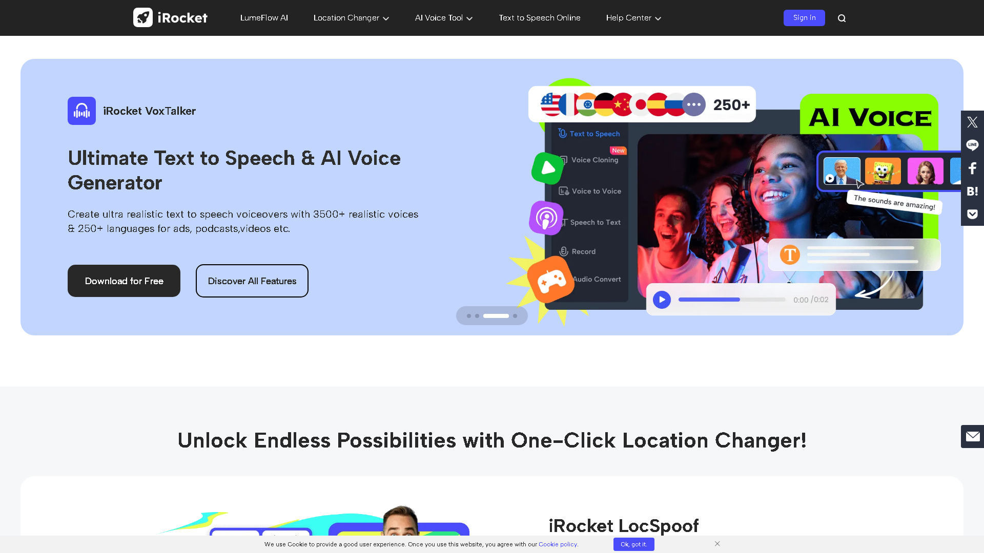 iRocket iCreaVoice Interface Screenshot - Audio & Voice Tool