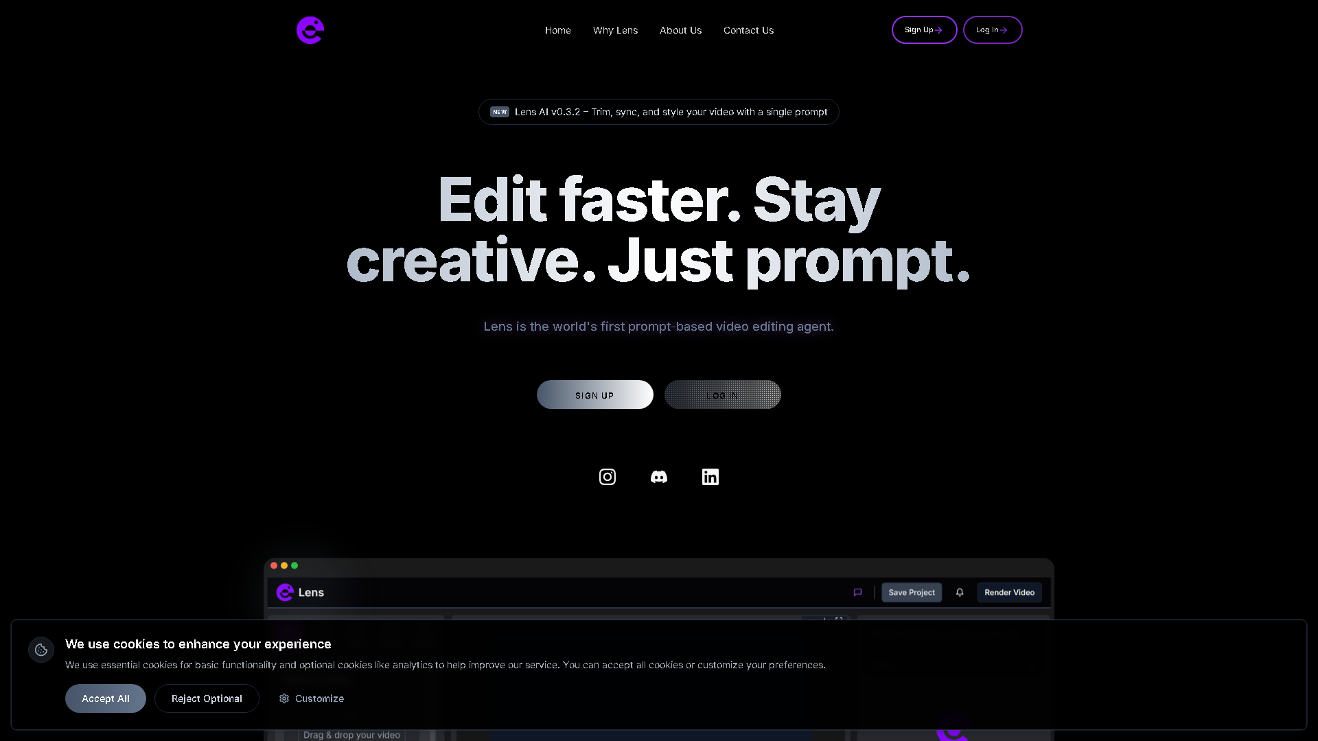 Lens Interface Screenshot - Video & Animation Tool