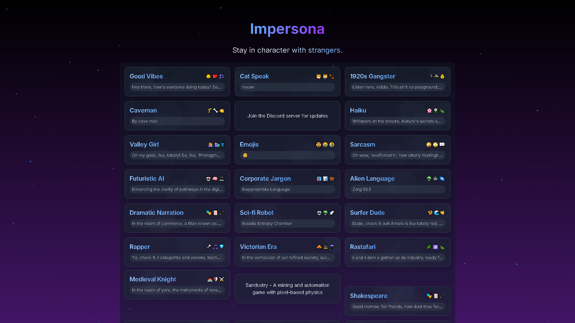 Impersona Interface Screenshot - Writing & Editing Tool