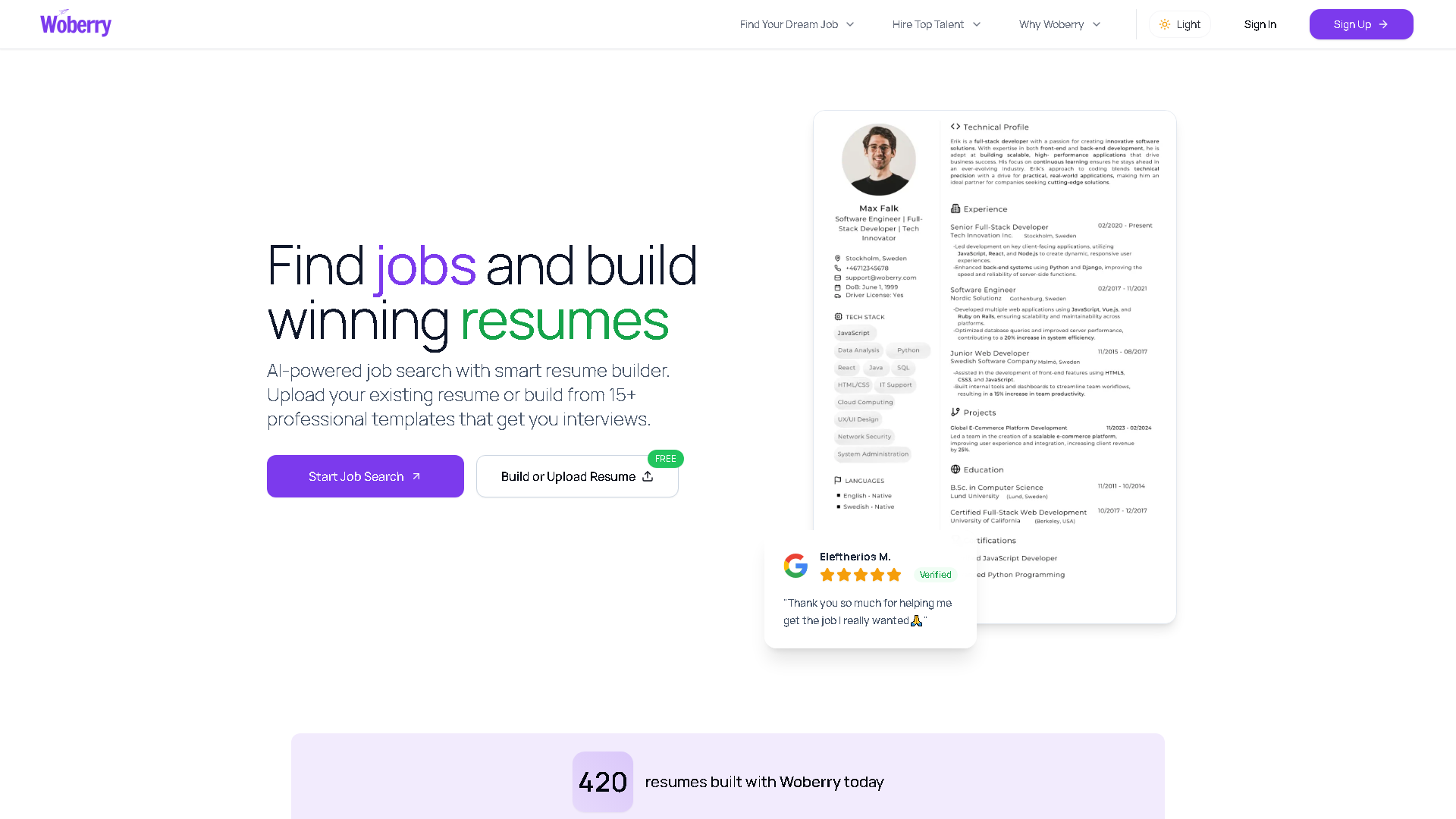 Woberry Interface Screenshot - Writing & Editing Tool