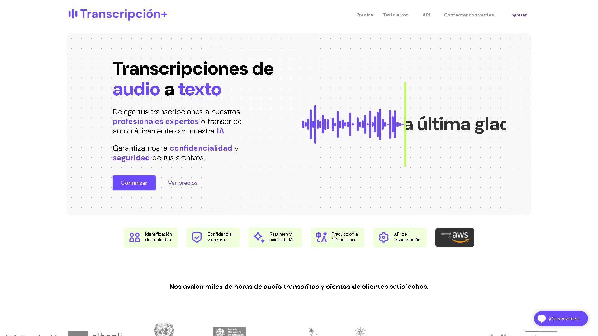 Transcripcion+ Interface Screenshot - Voice Generation & Conversion Tool