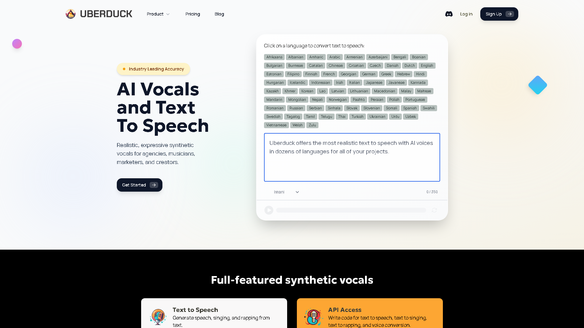 Uberduck Interface Screenshot - Audio & Voice Tool