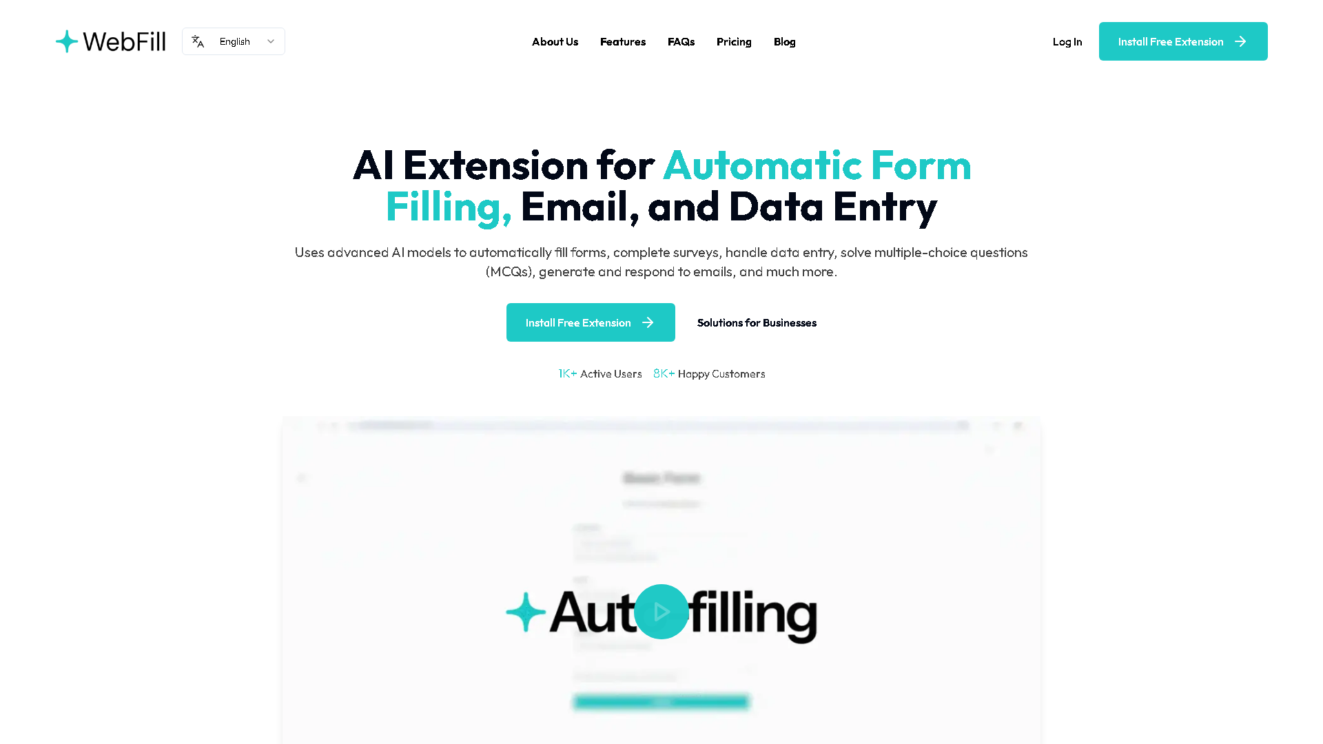 WebFill Interface Screenshot - Marketing & SEO Tool