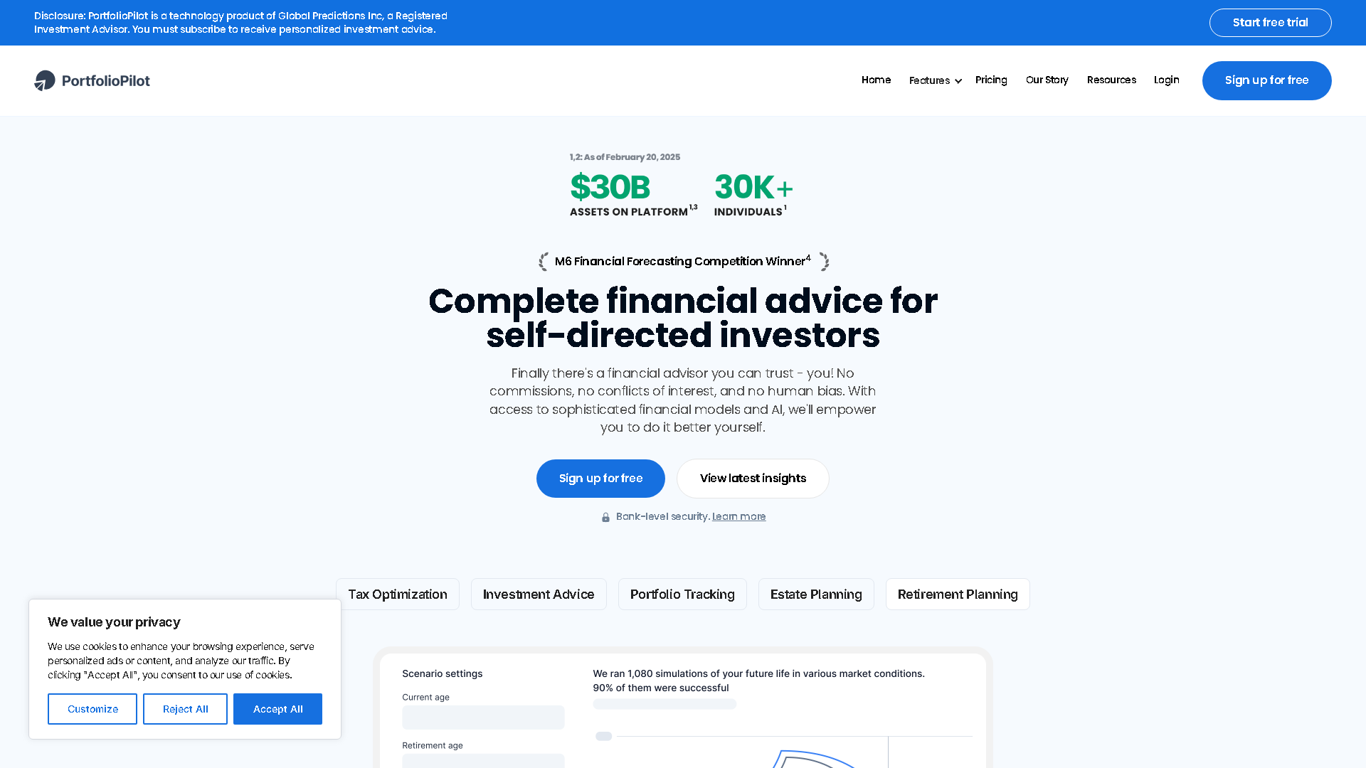 PortfolioPilot Interface Screenshot - Legal & Finance Tool