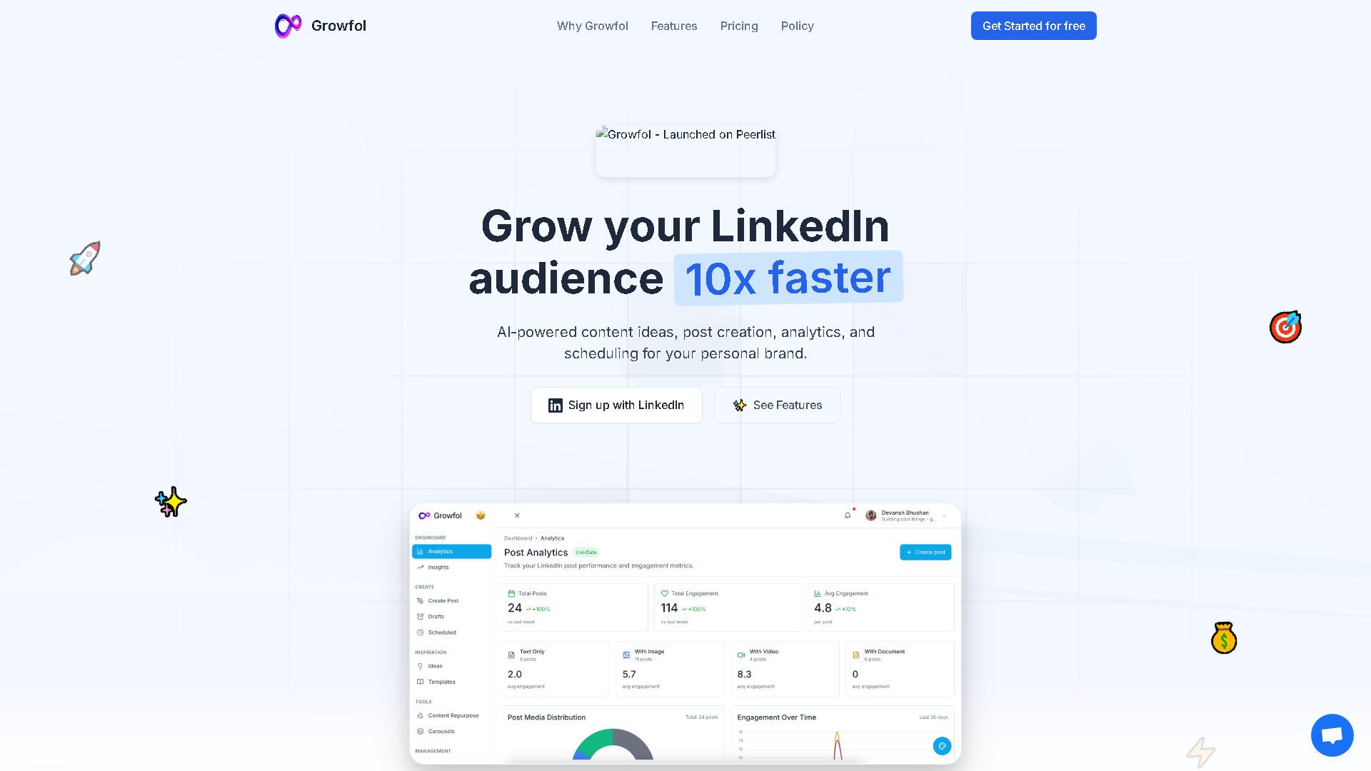 Growfol Interface Screenshot - Writing & Content Tool