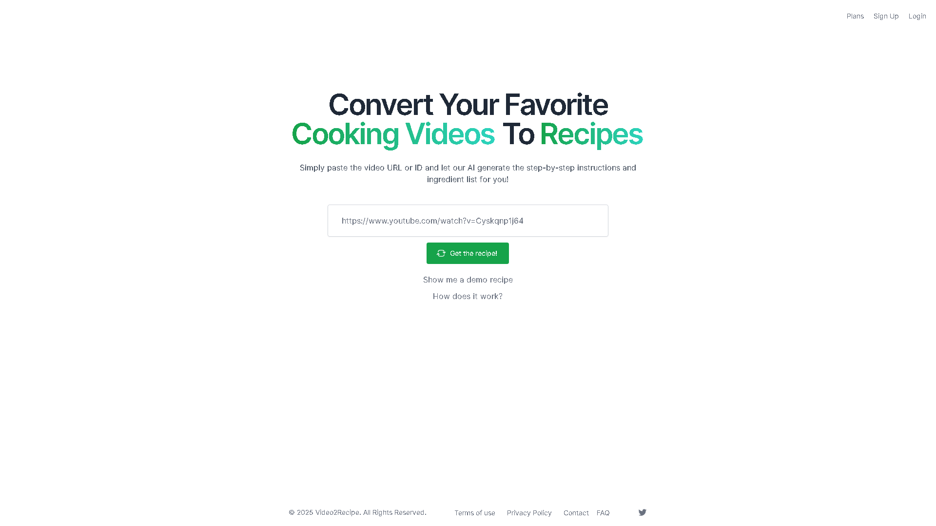 Video2Recipe Interface Screenshot - Video & Animation Tool