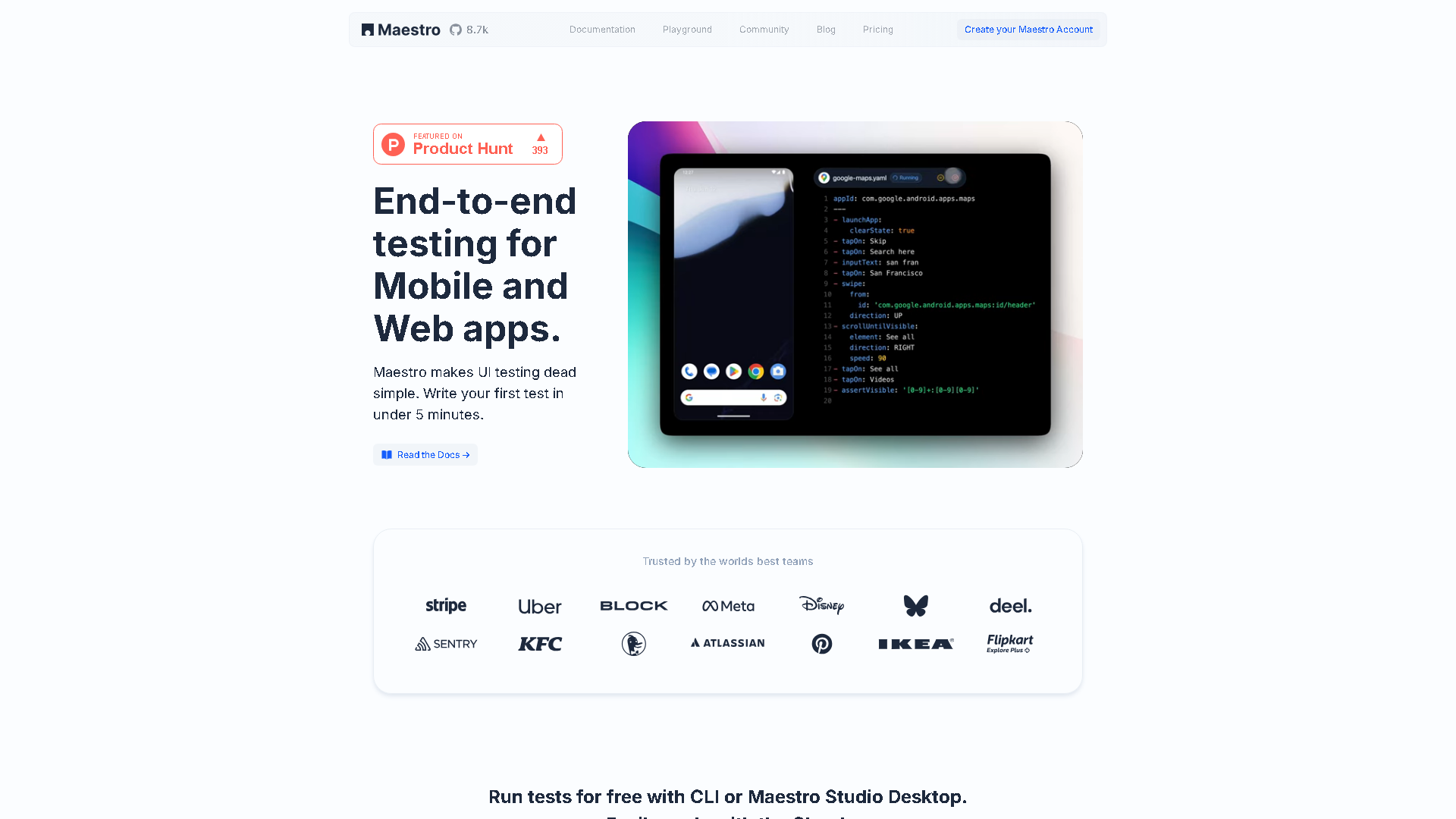 Maestro Interface Screenshot - Development & APIs Tool