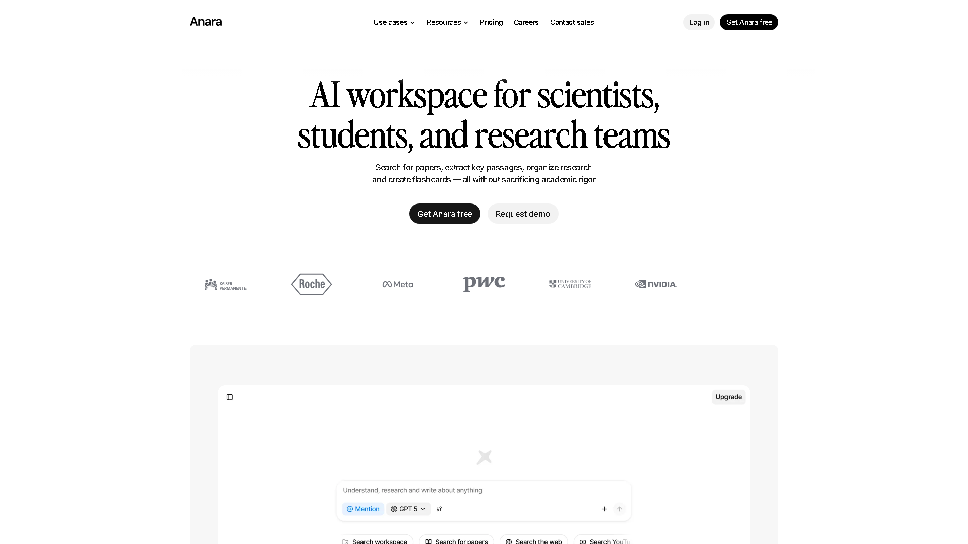 Anara Interface Screenshot - Writing & Editing Tool