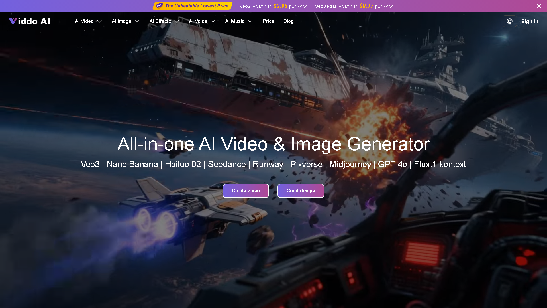 Viddo-Veo3 AI Video Generator Interface Screenshot - Video & Animation Tool