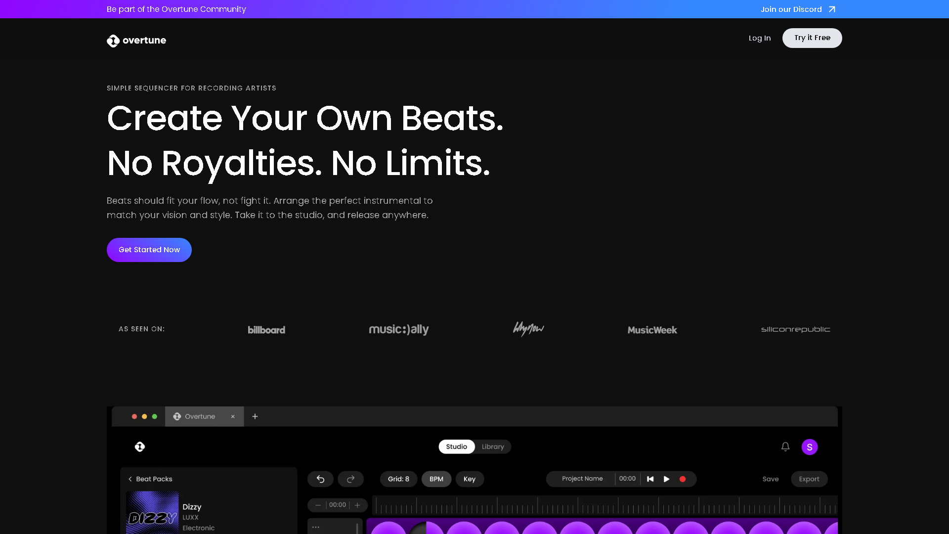 Overtune Interface Screenshot - Audio & Voice Tool