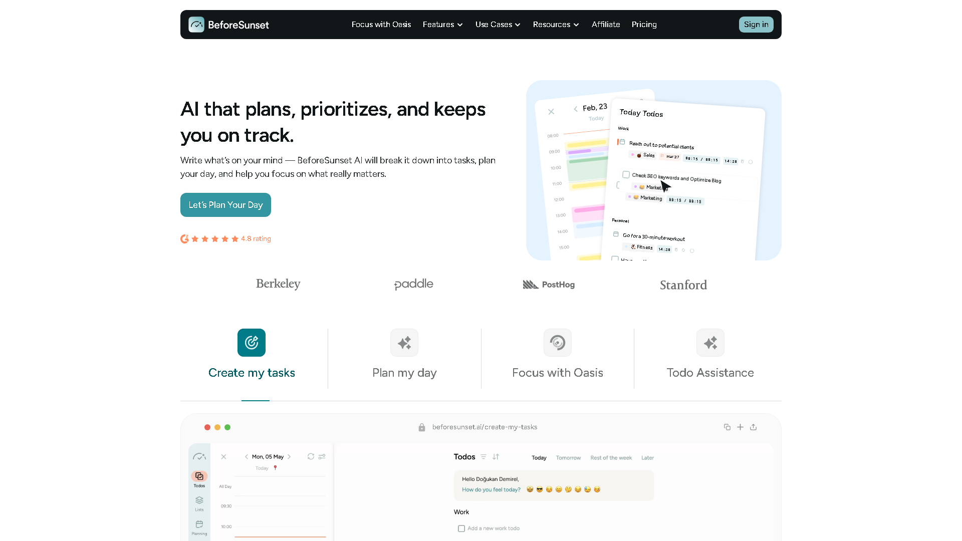 BeforeSunset AI Interface Screenshot - Office & Productivity Tool