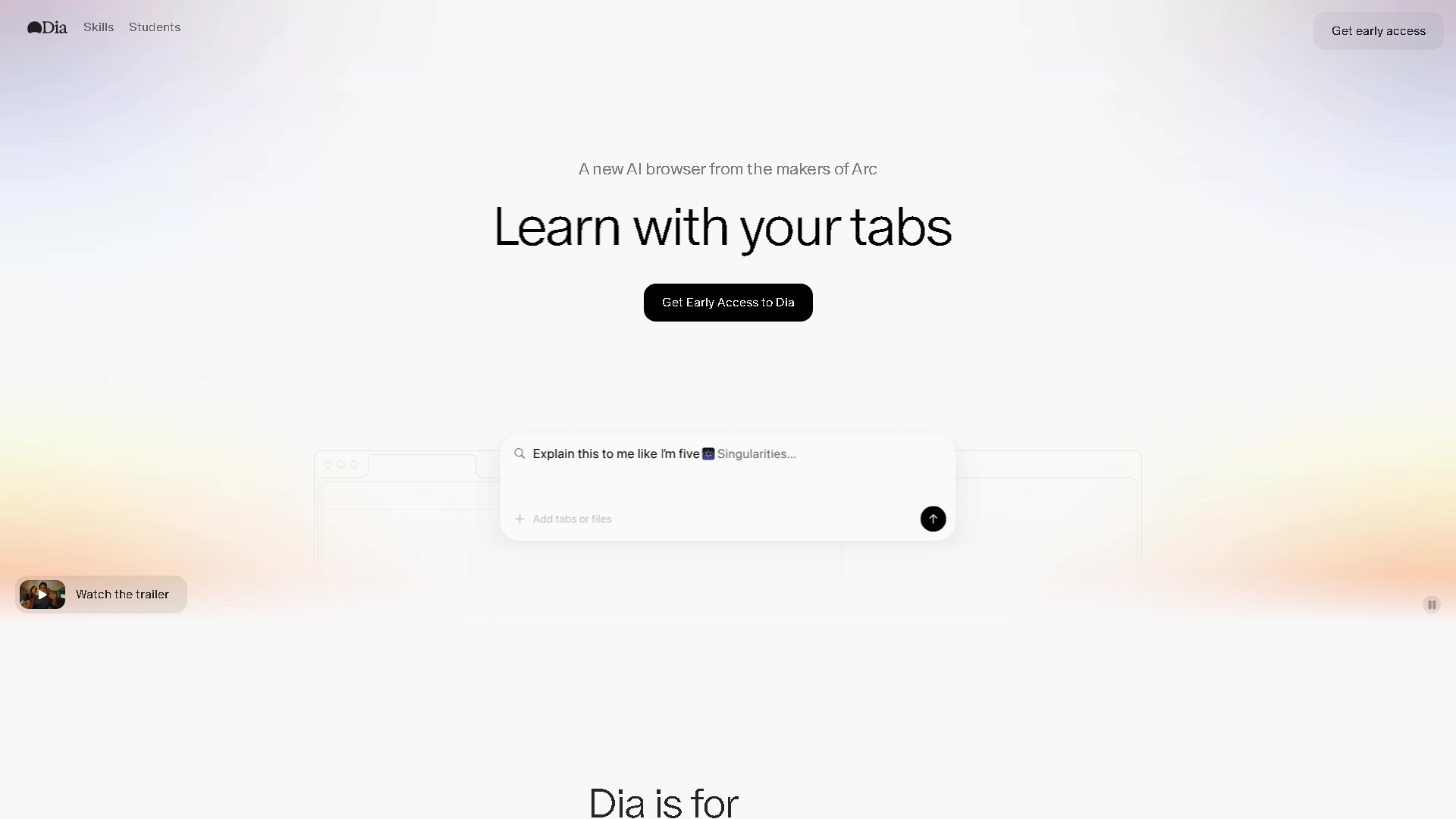 Dia from The Browser Company Interface Screenshot - Coding & Development Tool