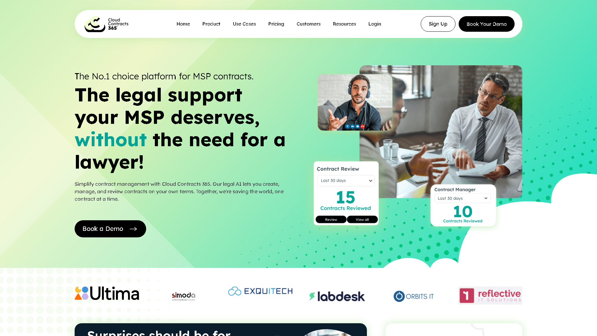 Cloud Contracts 365 Interface Screenshot - Legal & Finance Tool