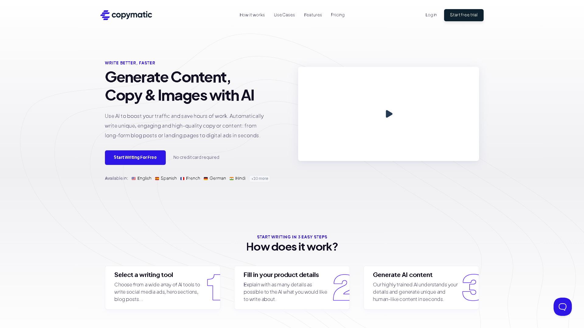 Copymatic Interface Screenshot - Writing & Editing Tool