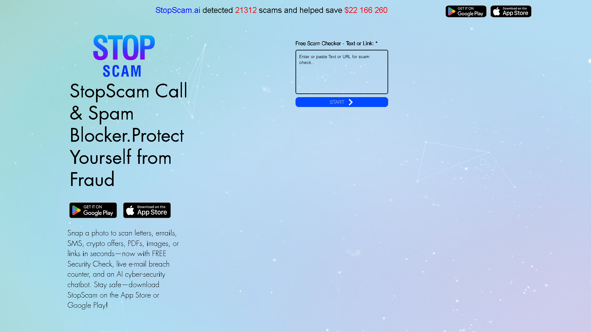 StopScam Interface Screenshot - AI Detection & Anti-Detection Tool
