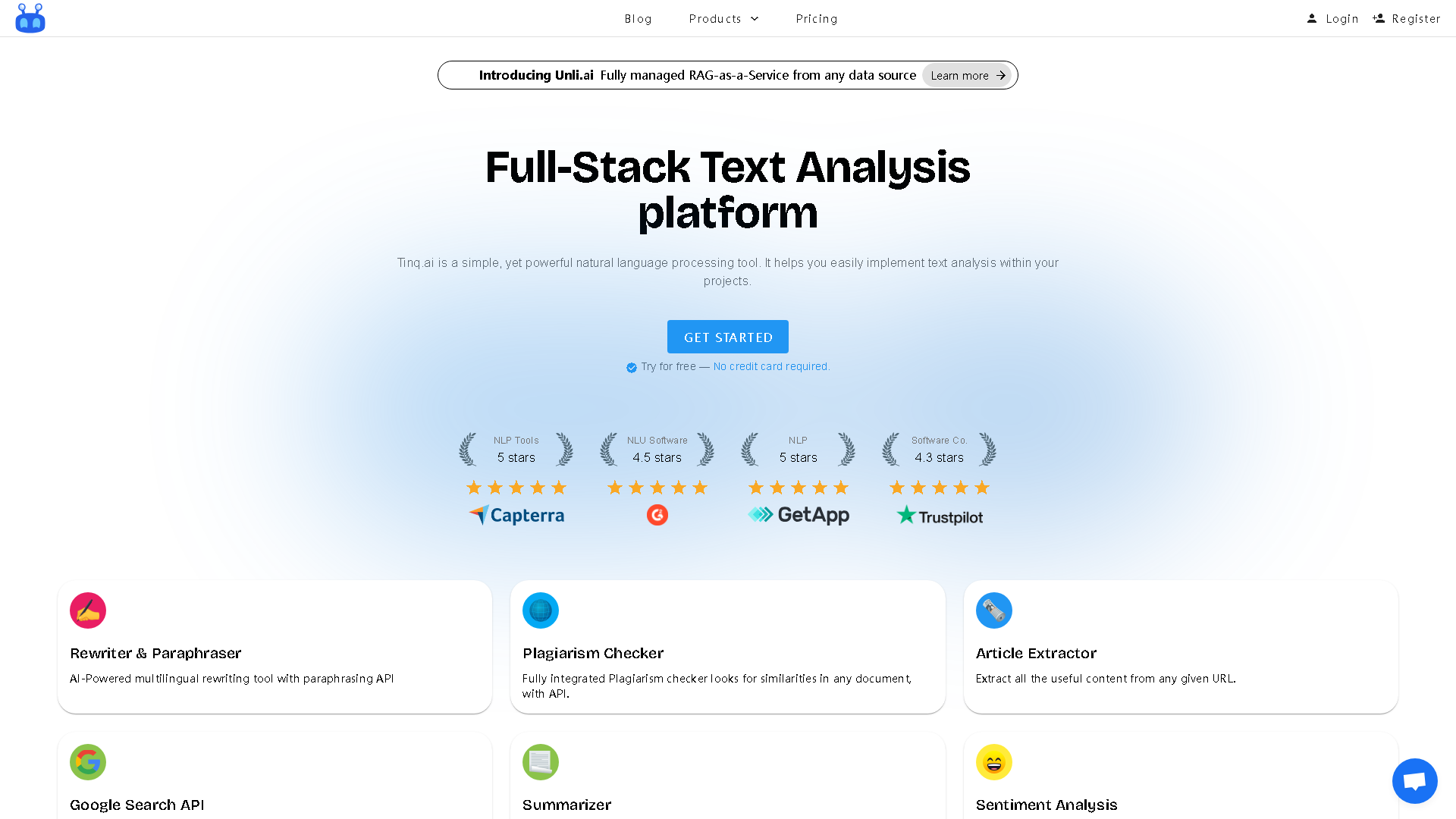 Tinq.ai Interface Screenshot - Writing & Editing Tool