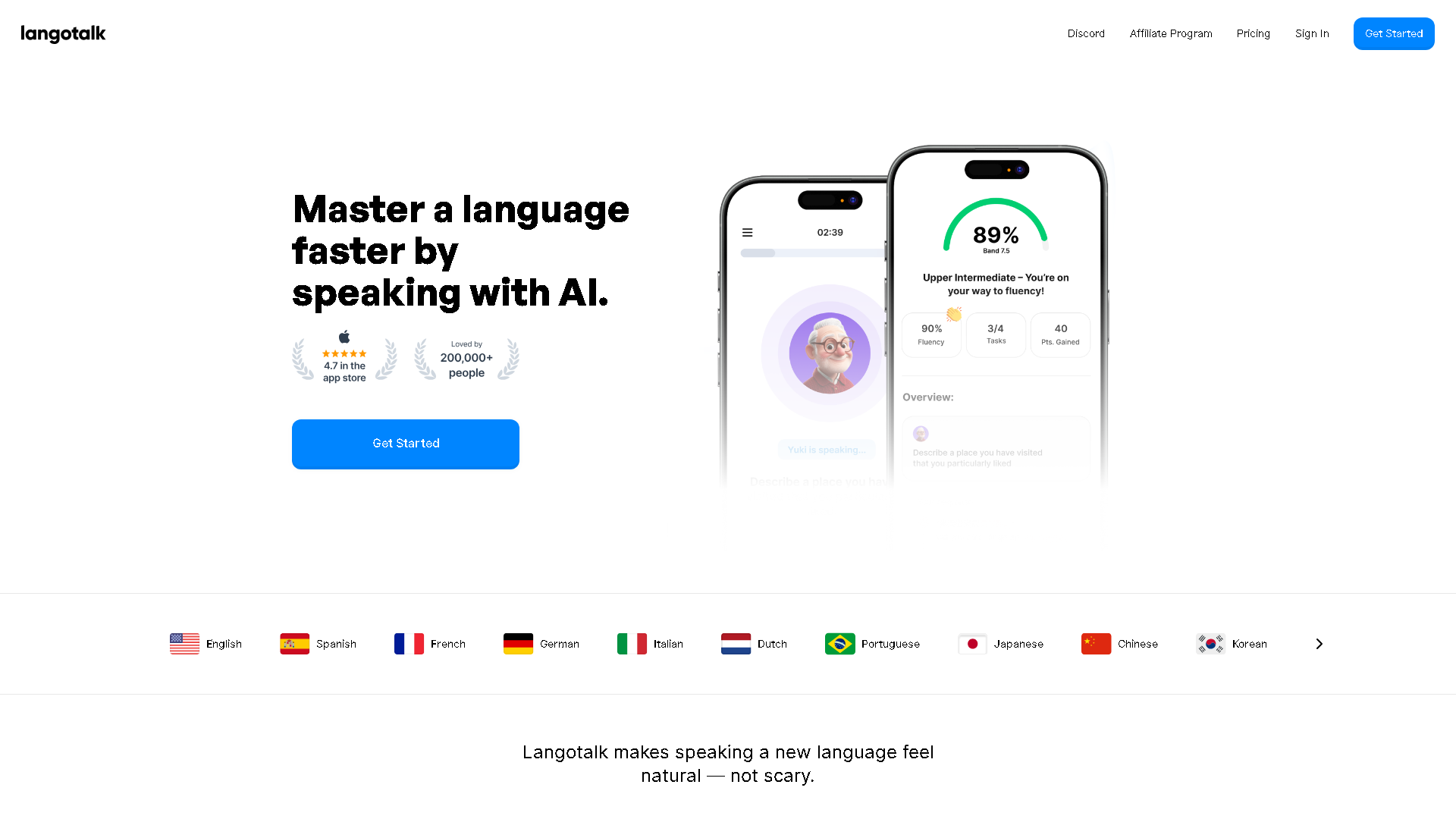 Langotalk Interface Screenshot - Education & Translation Tool