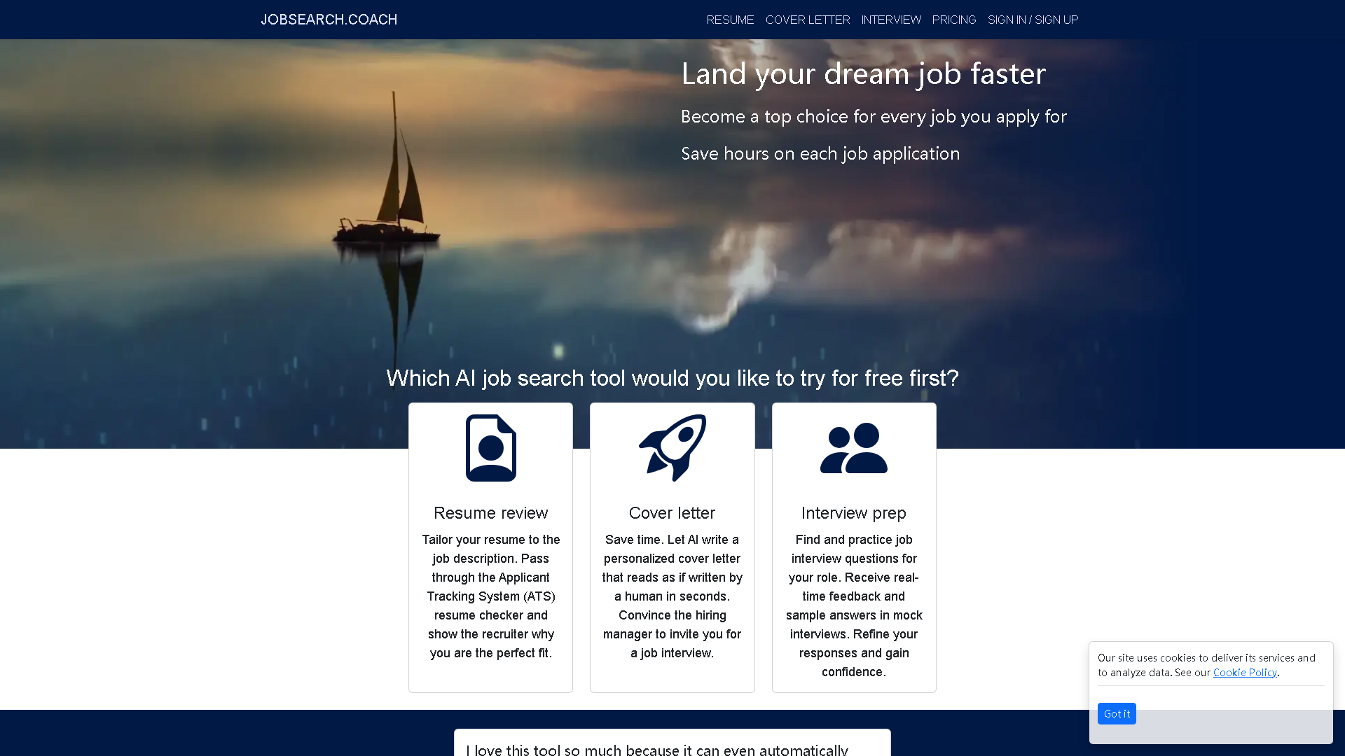 JobSearch.Coach Interface Screenshot - Writing & Editing Tool
