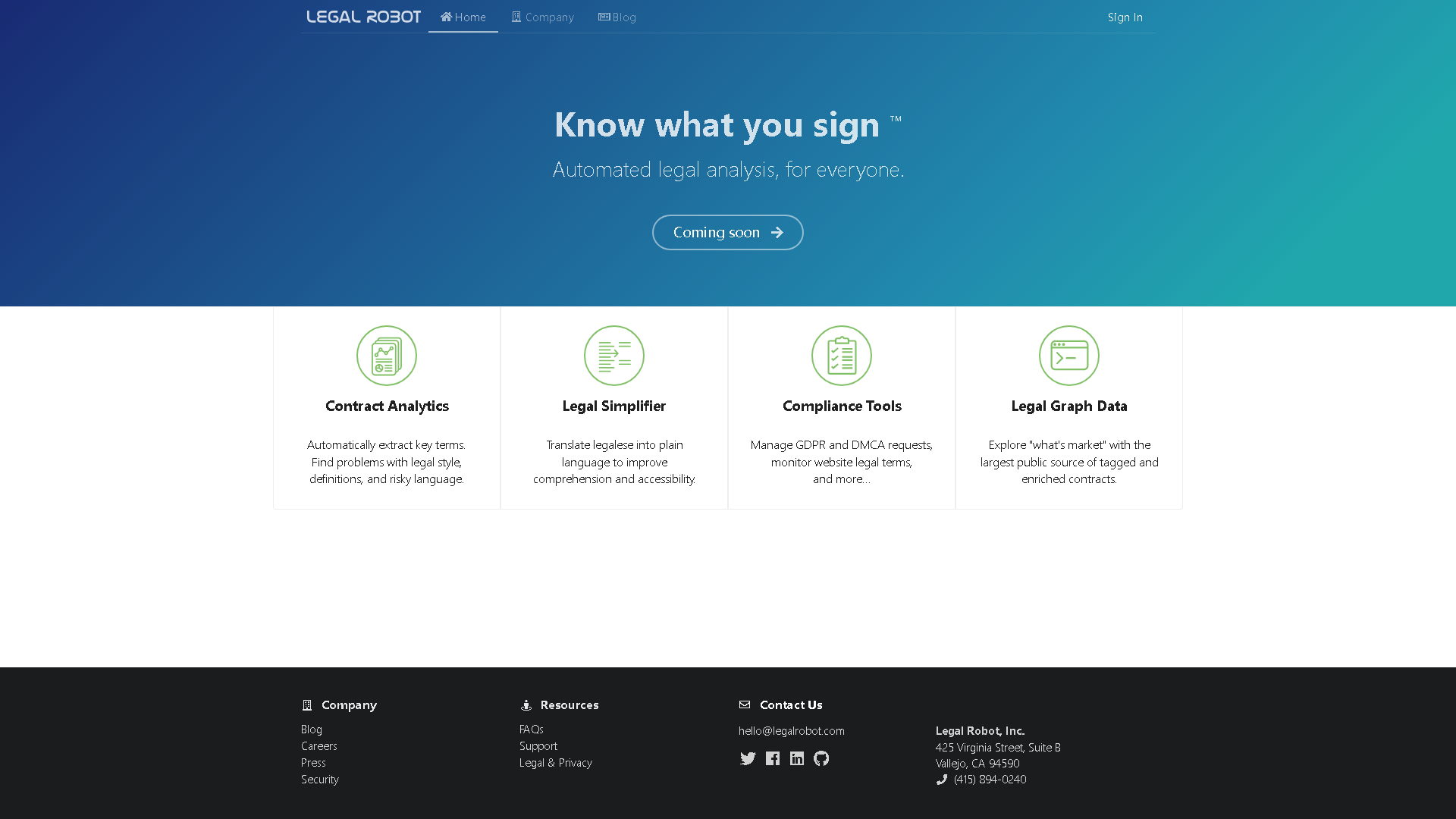 Legal Robot Interface Screenshot - Legal & Finance Tool