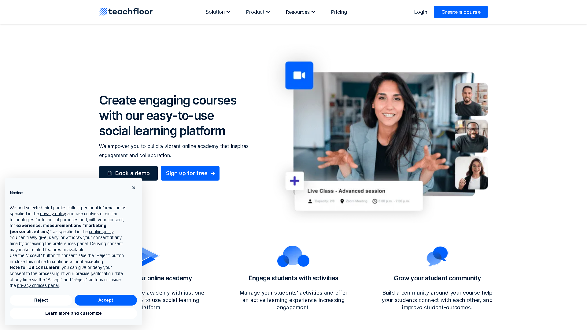 Teachfloor Interface Screenshot - Writing & Editing Tool