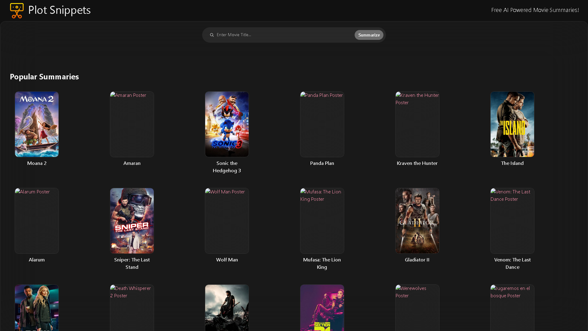 PlotSnippets Interface Screenshot - Video & Animation Tool