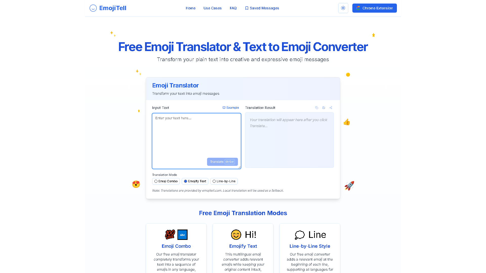 Emojitell Interface Screenshot - Art & Creative Design Tool
