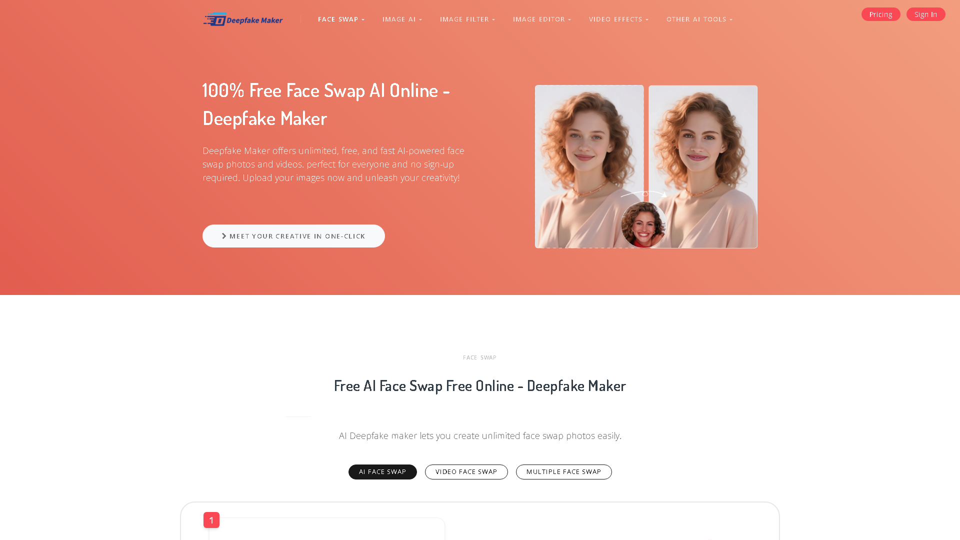 Deepfake Maker Interface Screenshot - Image Generation & Editing Tool