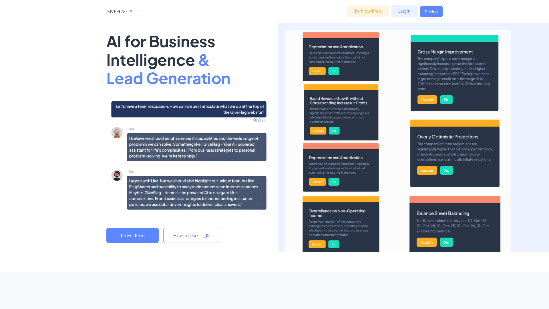 GiveFlag Interface Screenshot - Legal & Finance Tool