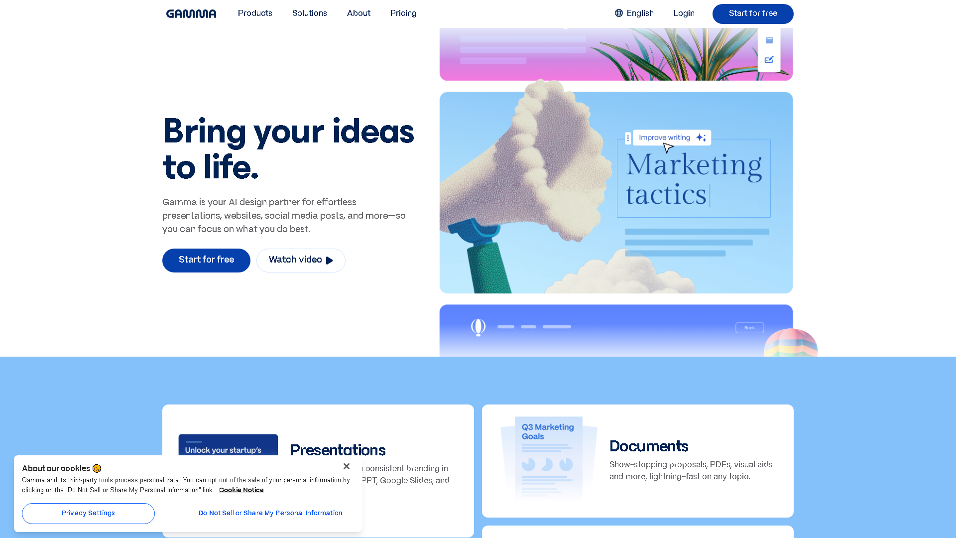 Gamma Interface Screenshot - Writing & Editing Tool