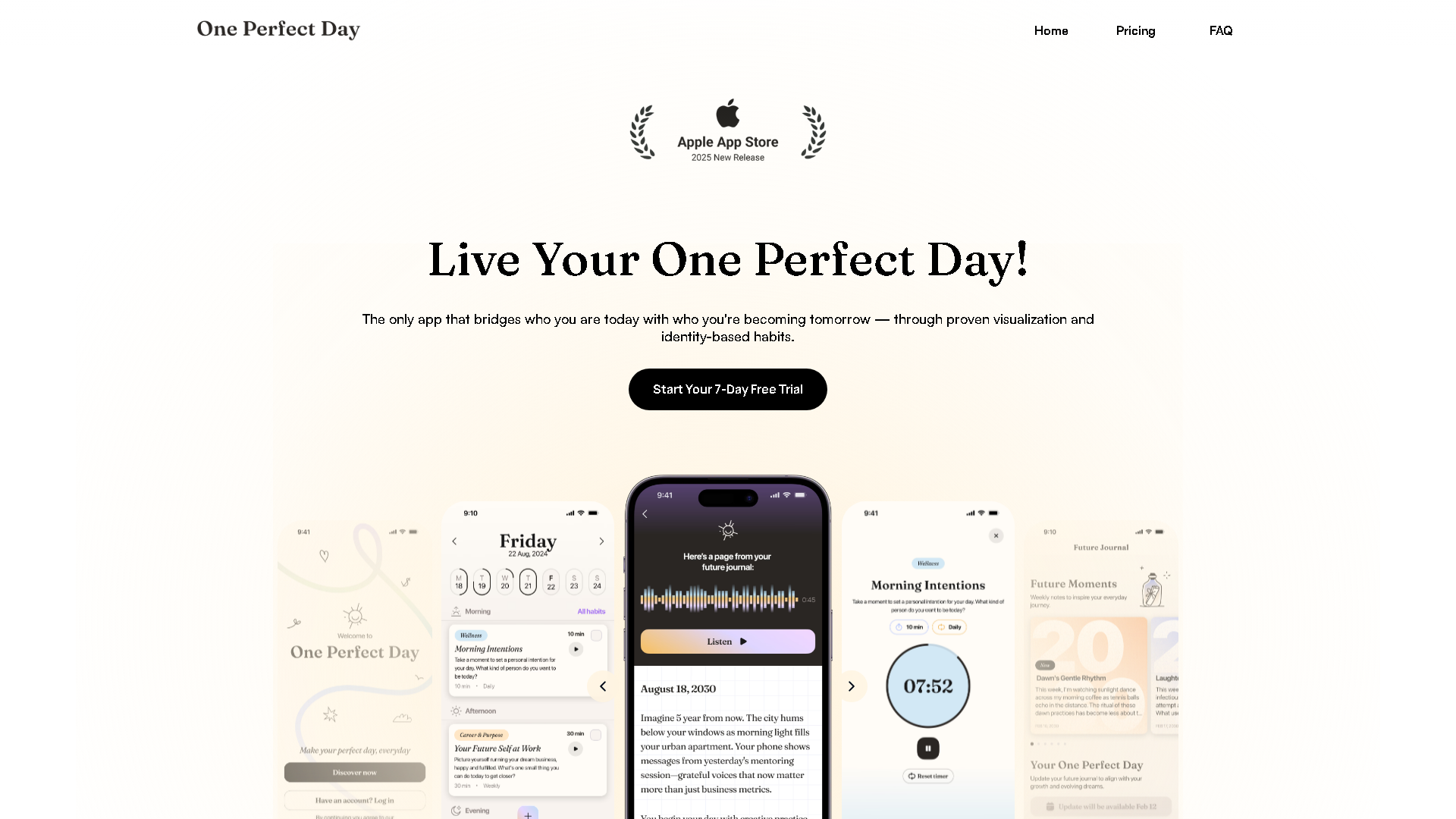 One Perfect Day Interface Screenshot - Office & Productivity Tool