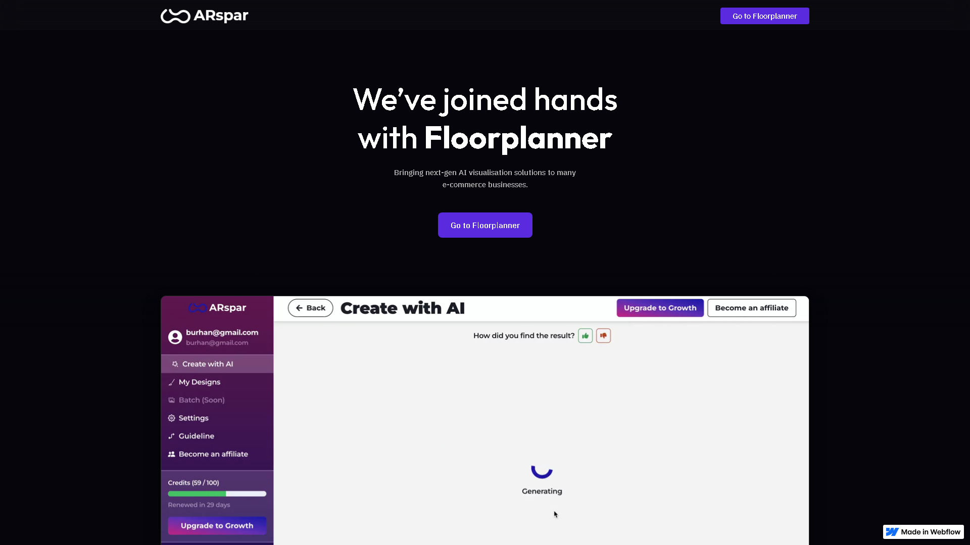 ARspar Interface Screenshot - Image & Design Tool