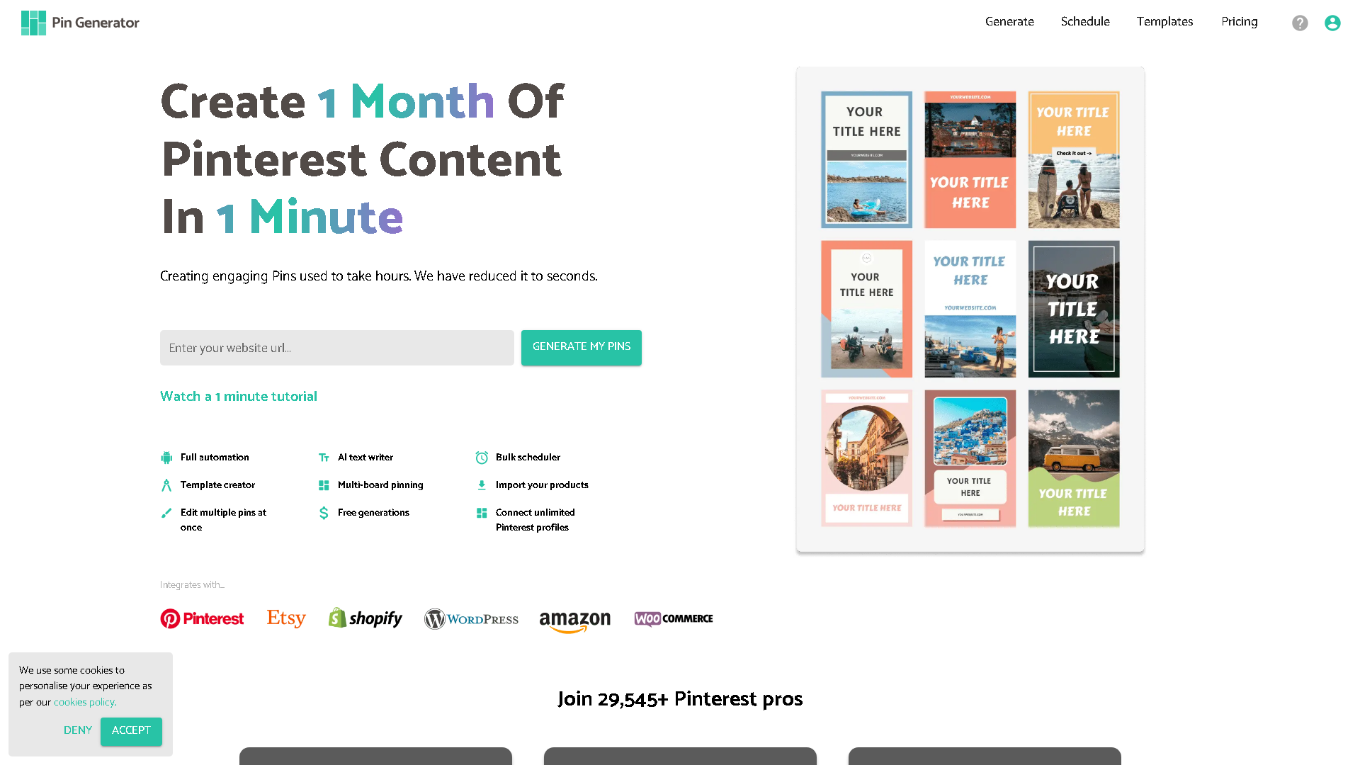 Pin Generator Interface Screenshot - Writing & Editing Tool