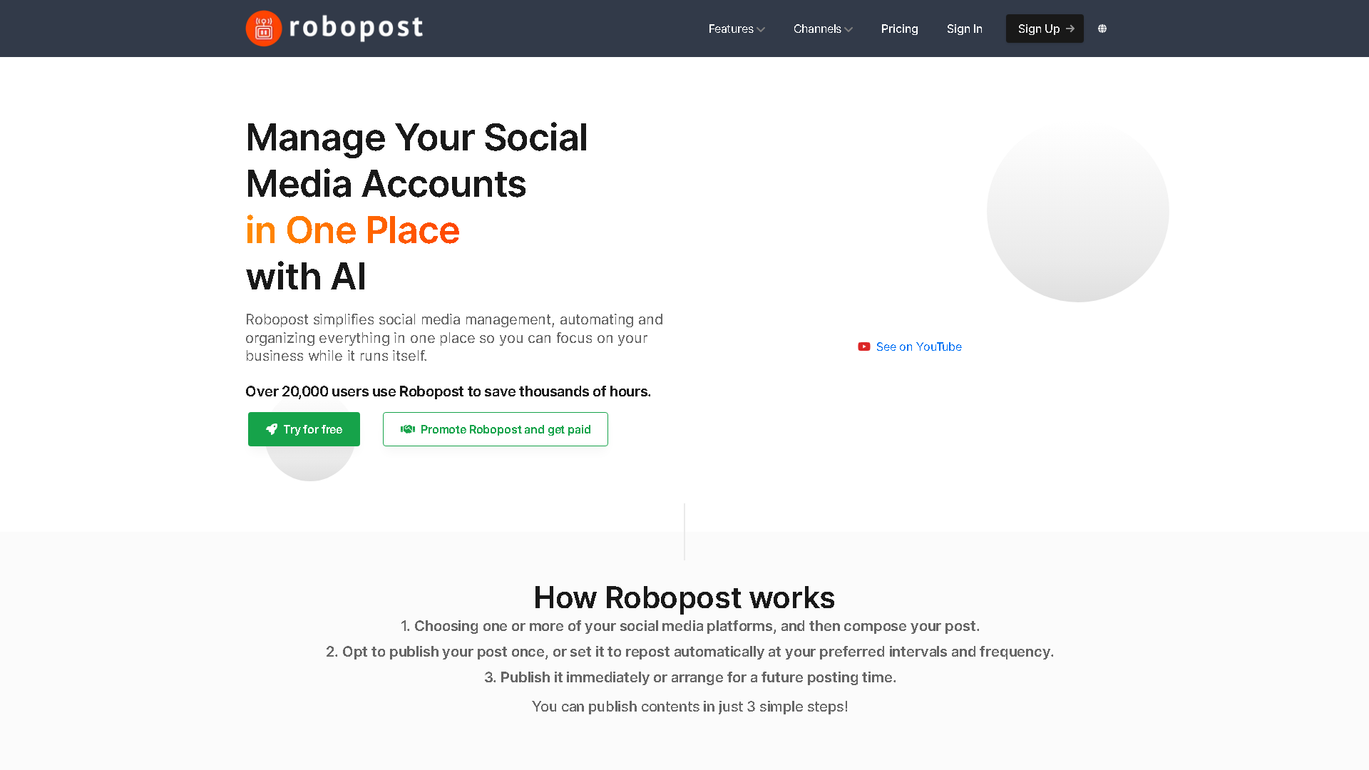 Robopost Interface Screenshot - Writing & Editing Tool