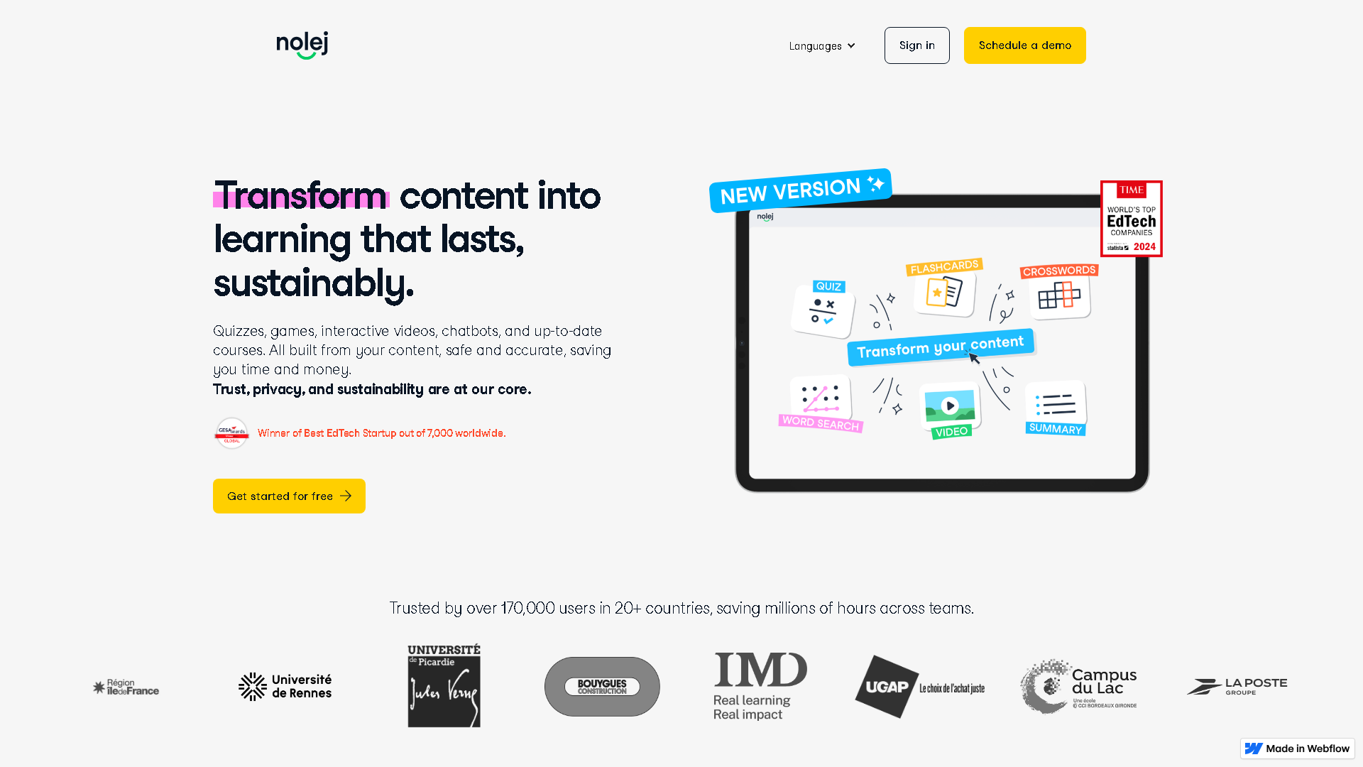 Nolej Interface Screenshot - Education & Translation Tool