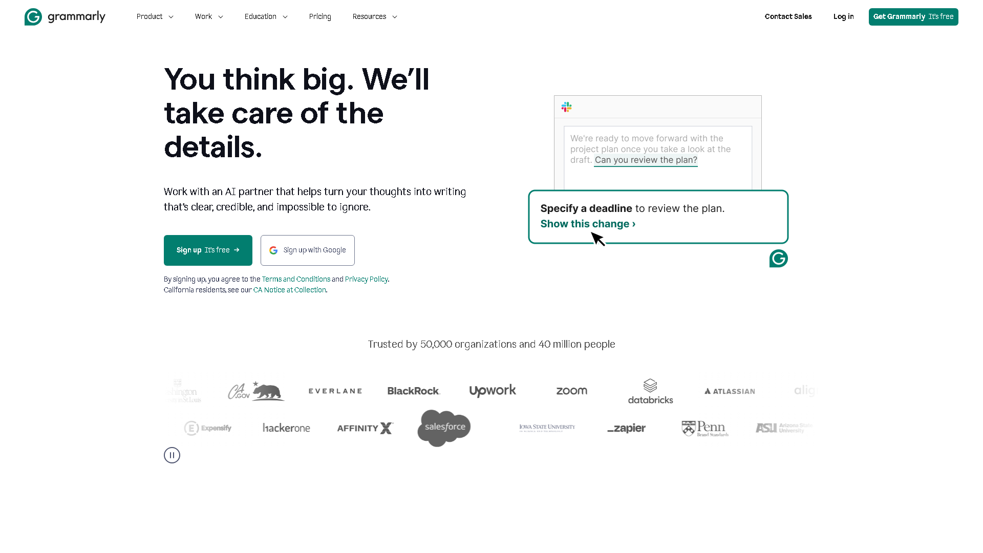 Grammarly Interface Screenshot - Writing & Editing Tool