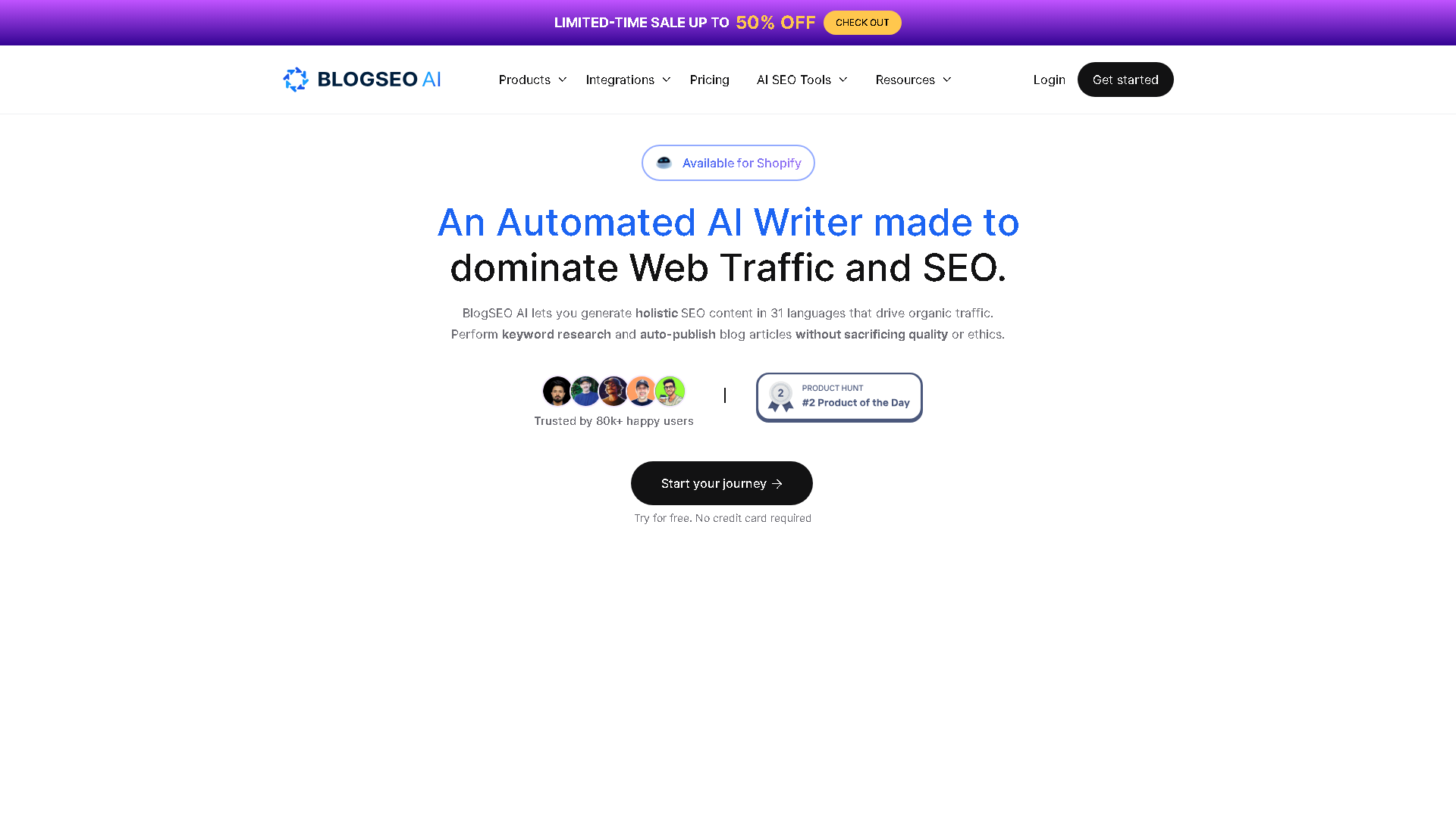 BlogSEO AI Interface Screenshot - Writing & Editing Tool