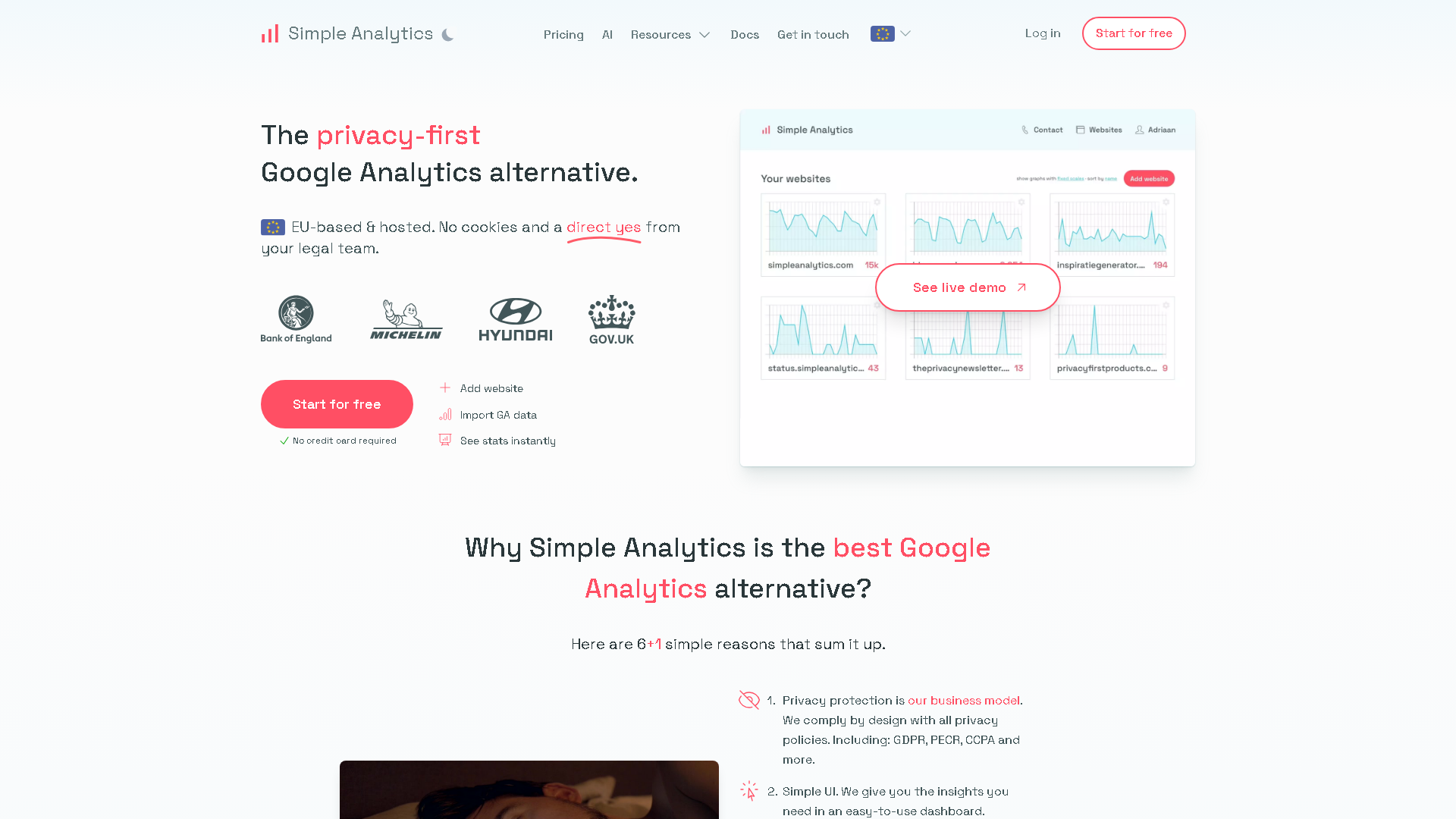 Simple Analytics Interface Screenshot - Chatbots & Assistants Tool