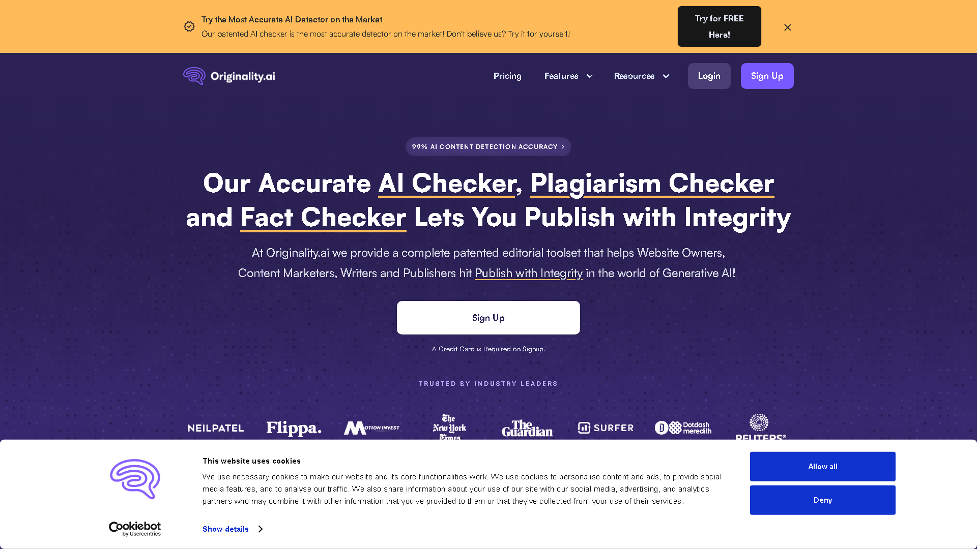 Originality.ai Interface Screenshot - Writing & Editing Tool