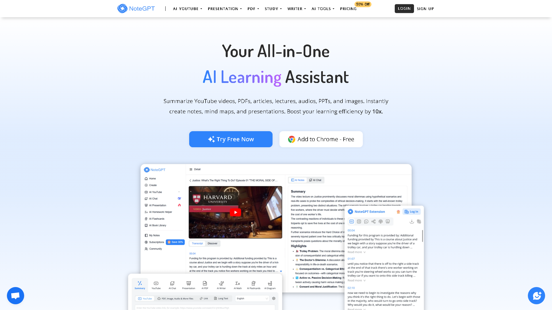 NoteGPT Interface Screenshot - Writing & Content Tool