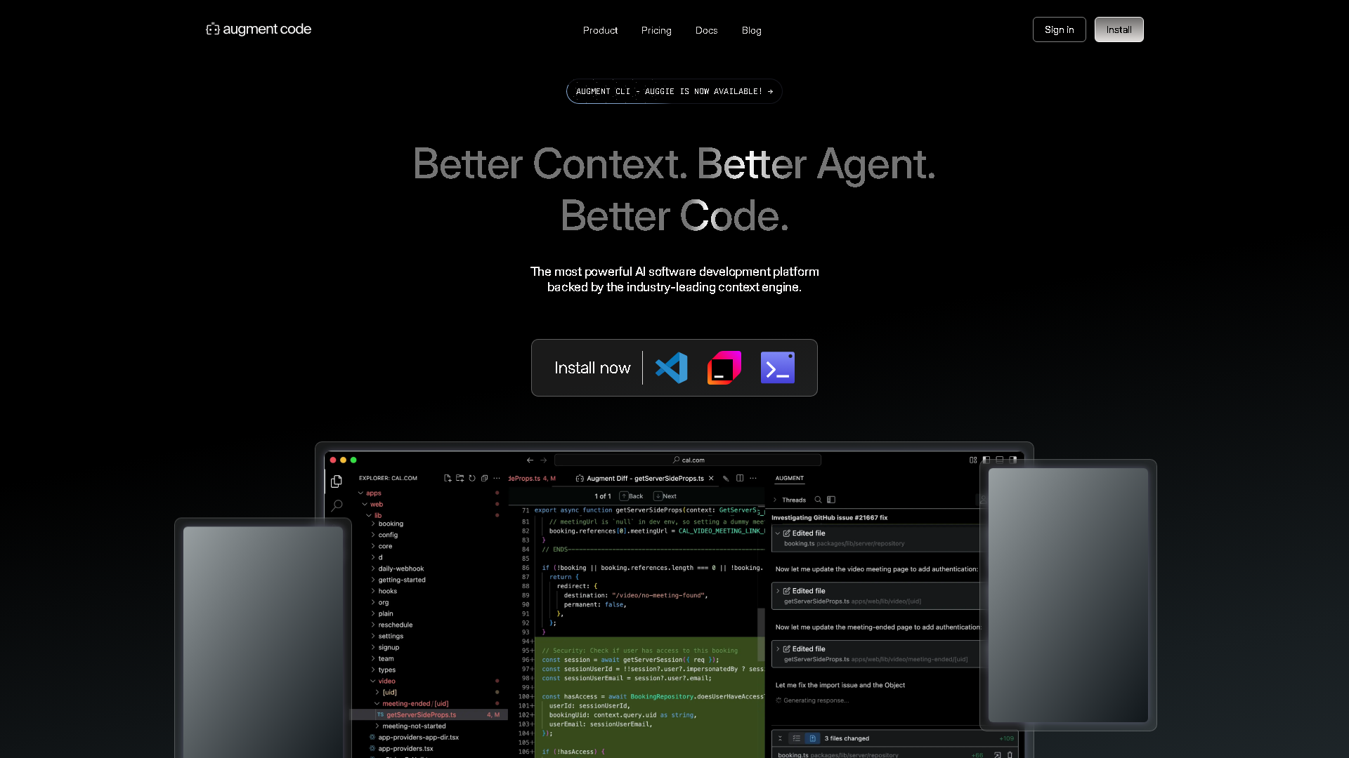 Augment Code Interface Screenshot - Development & APIs Tool